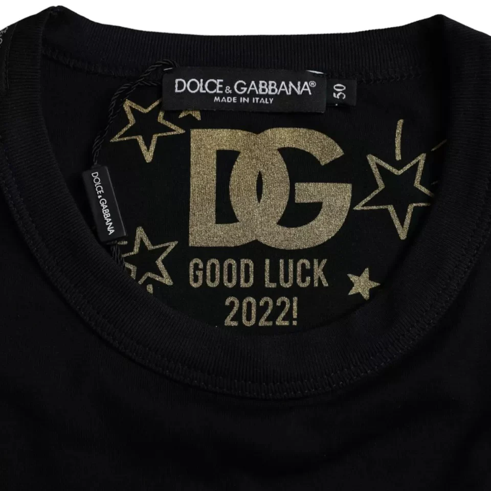 Dolce & Gabbana Black Cotton Round Neck T-shirt - Image 4