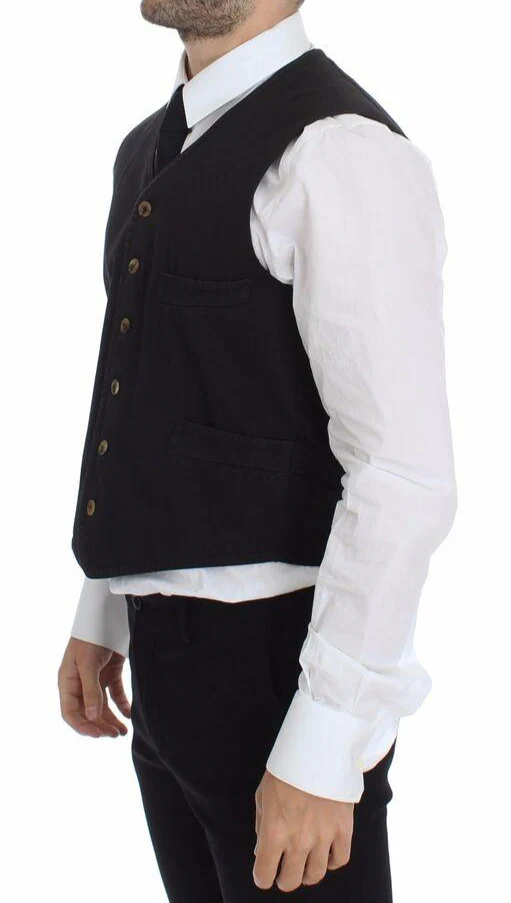 Dolce & Gabbana Black Cotton-Viscose Vest - Image 3