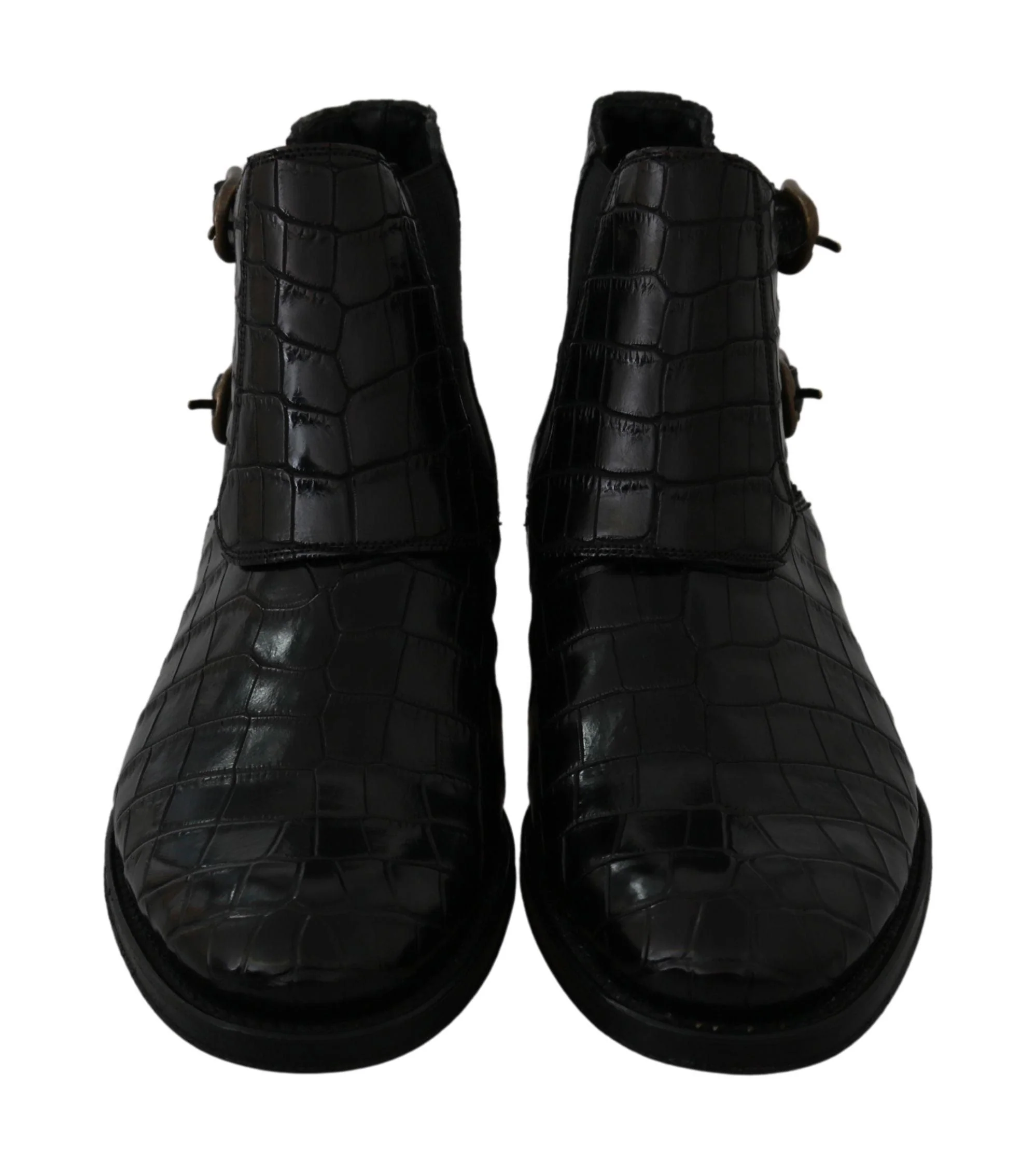 Dolce & Gabbana Black Crocodile Leather Derby Boots Shoes - Image 4