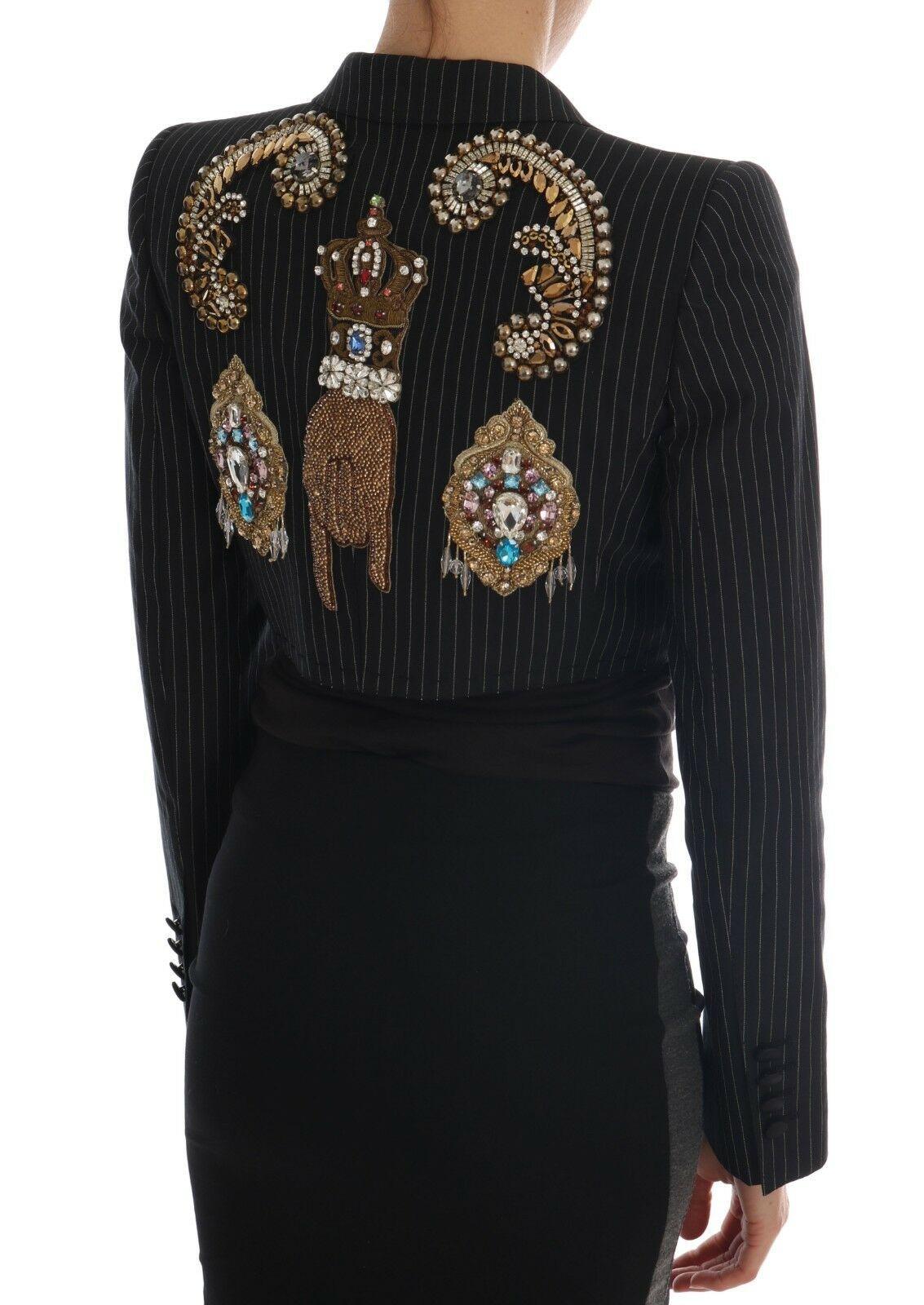 Dolce & Gabbana Black Crystal Fairy Tale Blazer Jacket - Image 3
