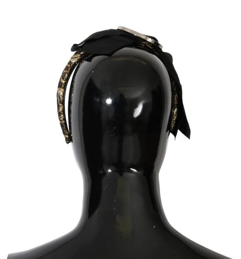 Dolce & Gabbana Black Crystal White Diadem Headband - Image 3