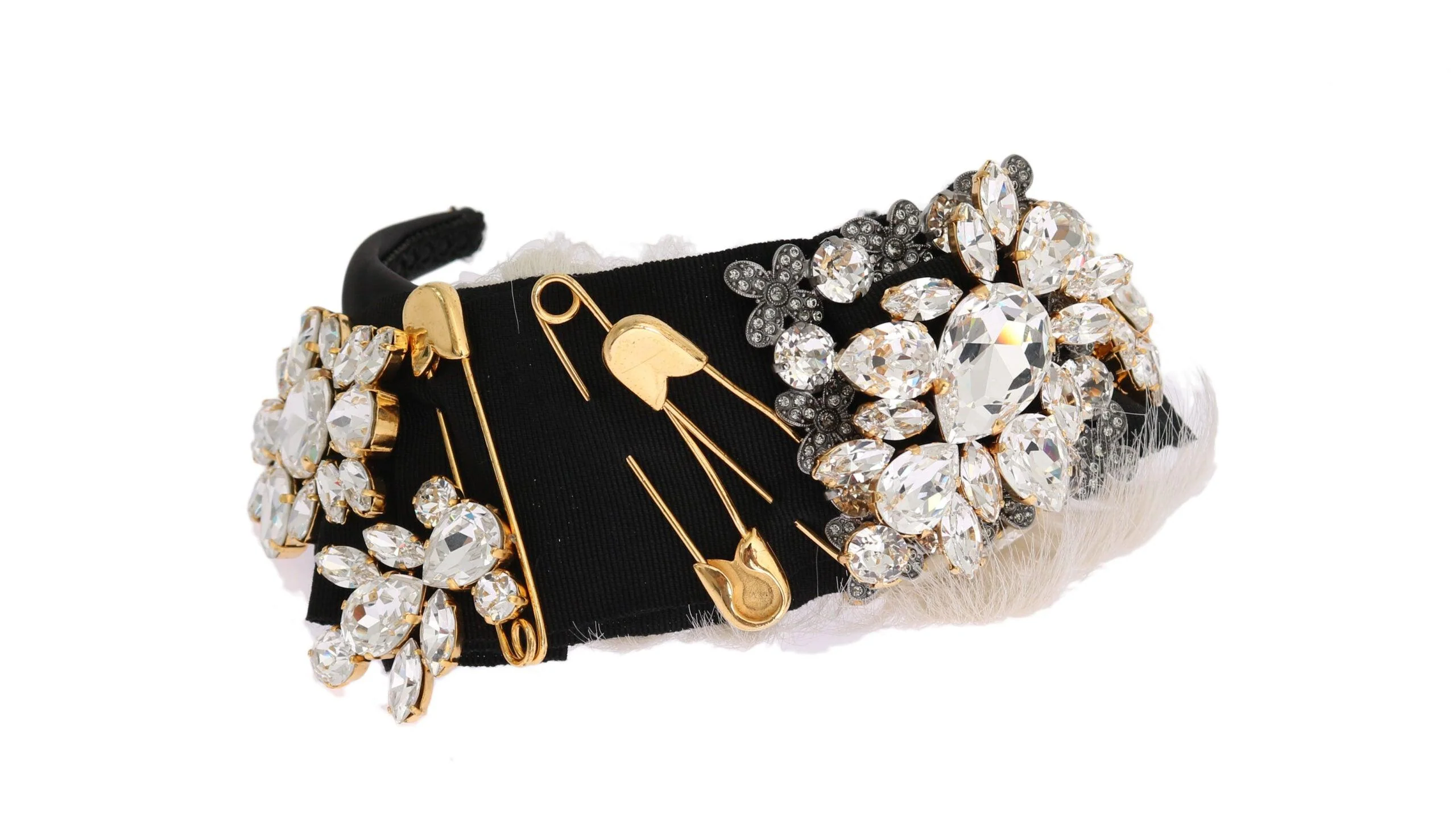 Dolce & Gabbana Black Crystal White Hair Parrucchiera Headband Diadem - Image 8