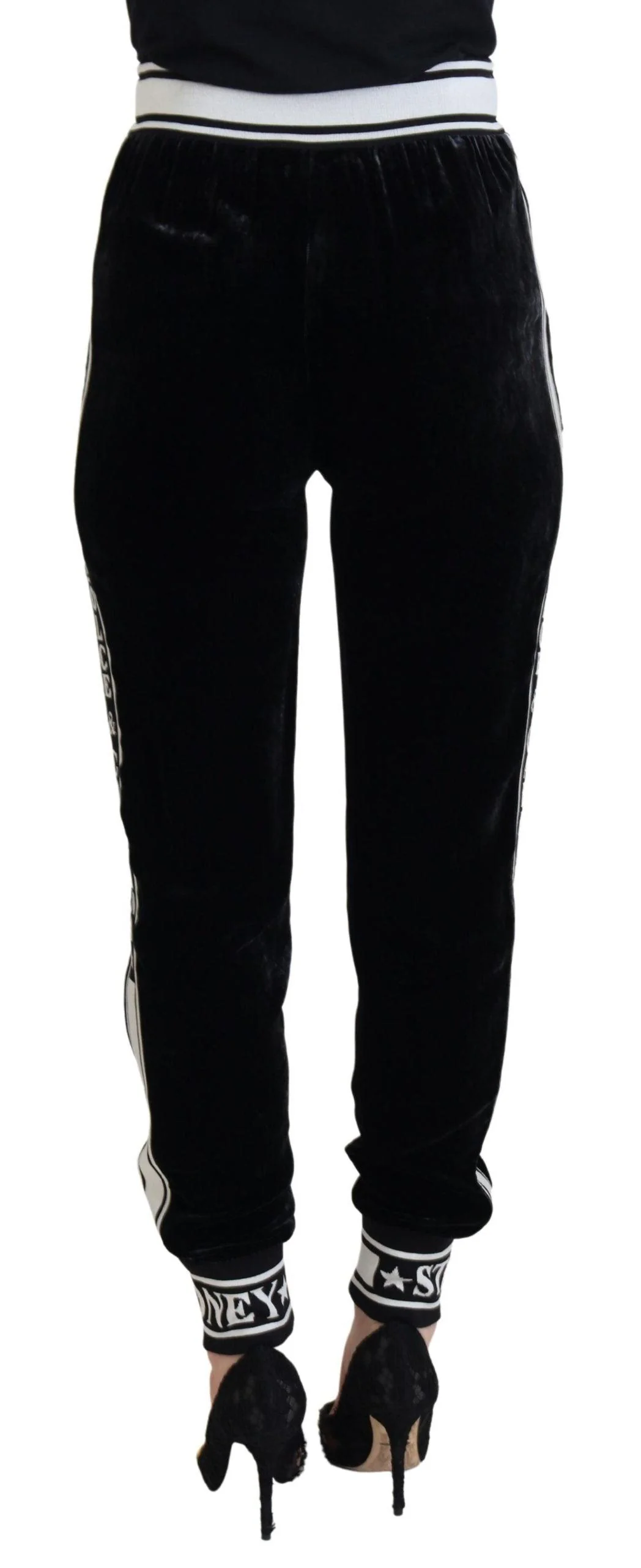 Dolce & Gabbana Black DG Logo Velvet Trouser Pants - Image 3