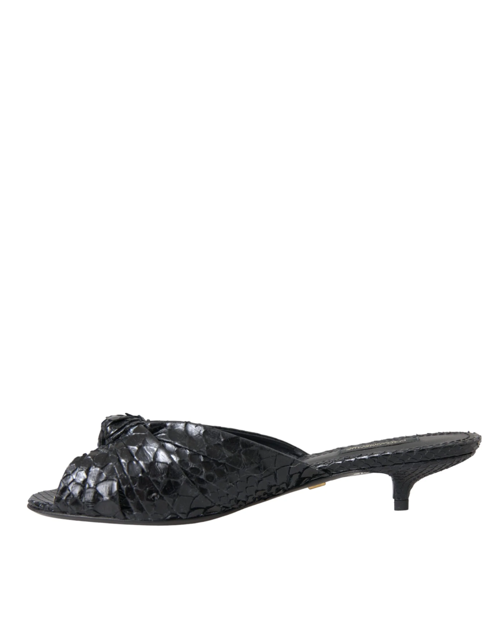 Dolce & Gabbana Black Exotic Leather Heels Slides Shoes - Image 5
