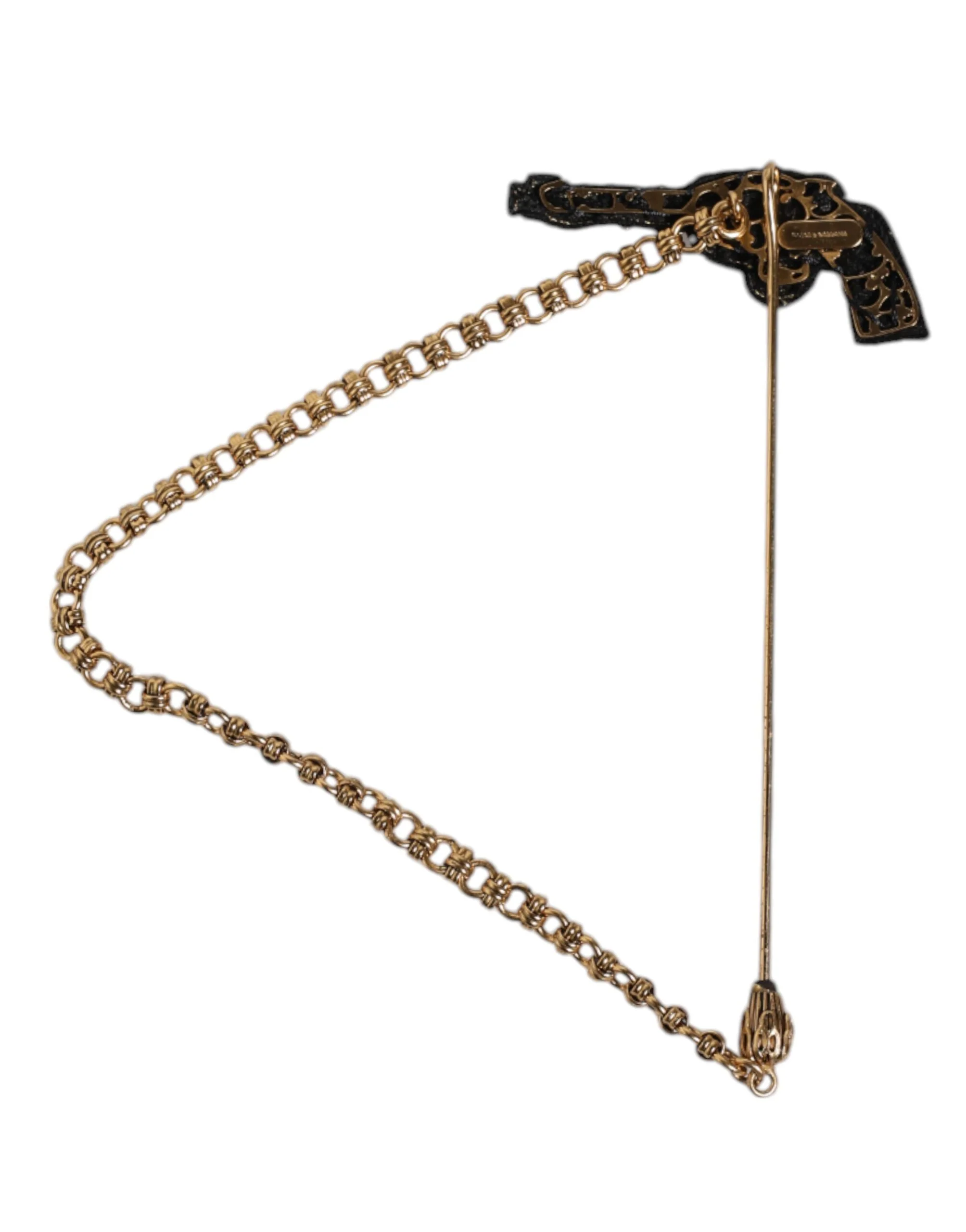Dolce & Gabbana Black Gold Brass Revolver Lapel Pin - Image 3