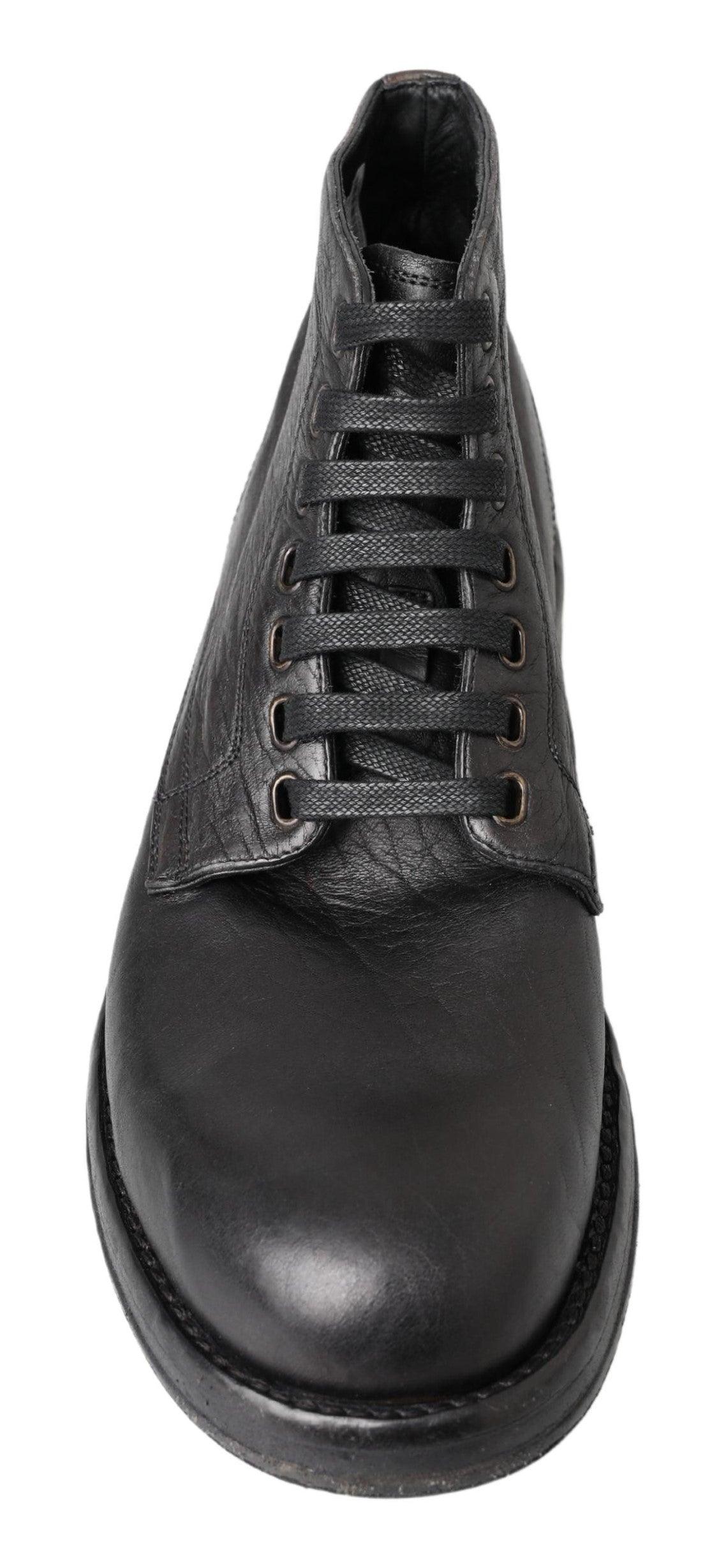 Dolce & Gabbana Black Horse Leather Perugino Boots - Image 4