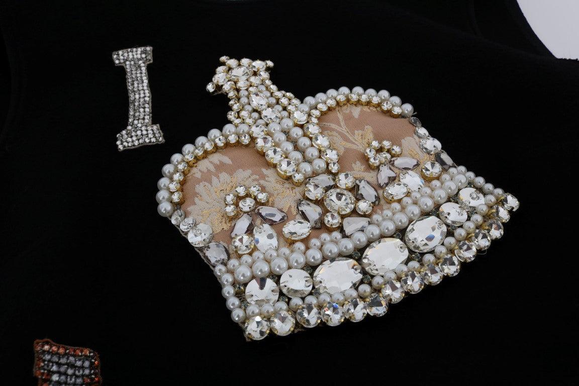 Dolce & Gabbana Black I AM A PRINCESS Crystal Shift Dress - Image 6