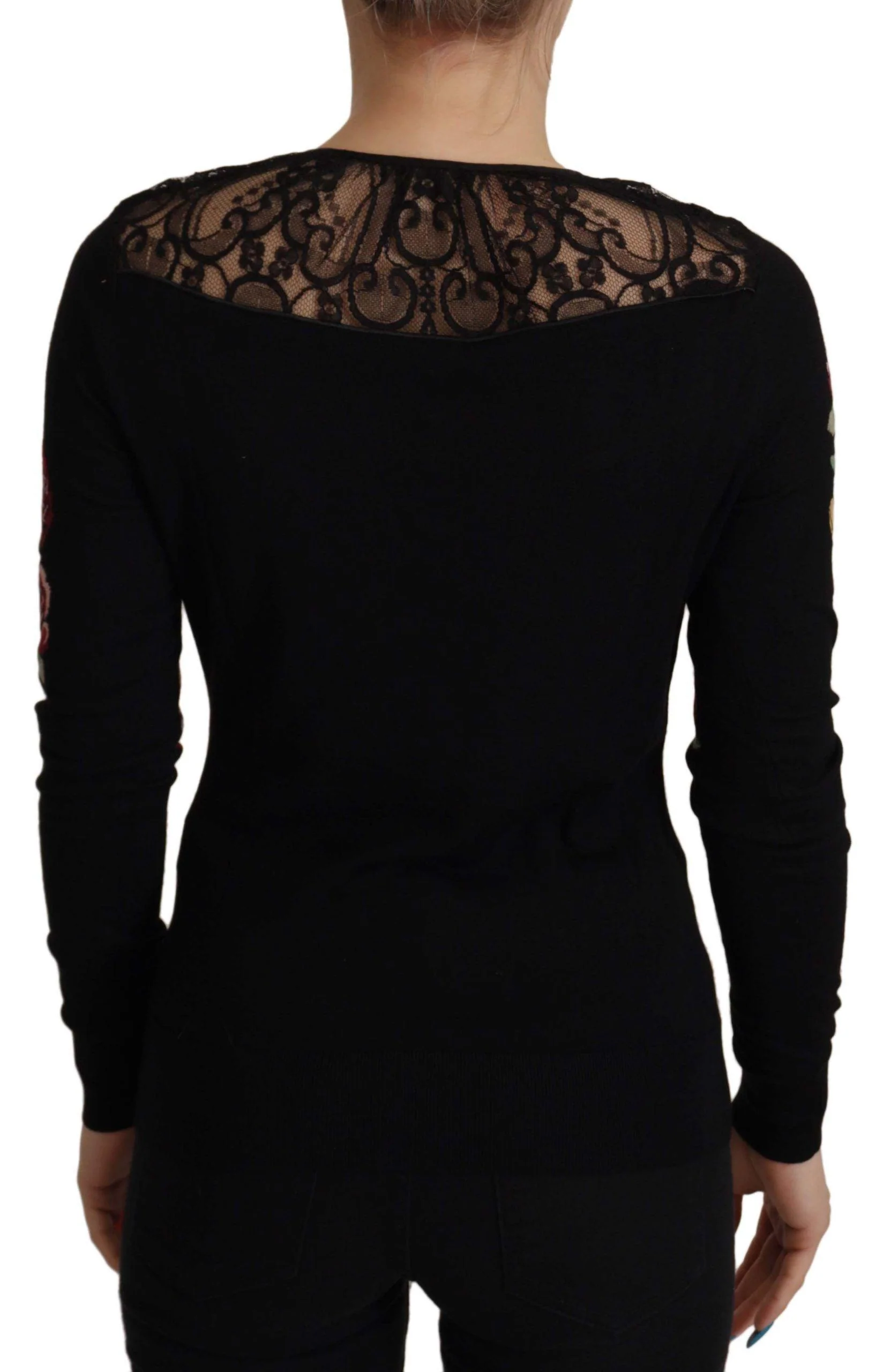 Dolce & Gabbana Black Lace Angel Roses Cardigan Sweater - Image 2