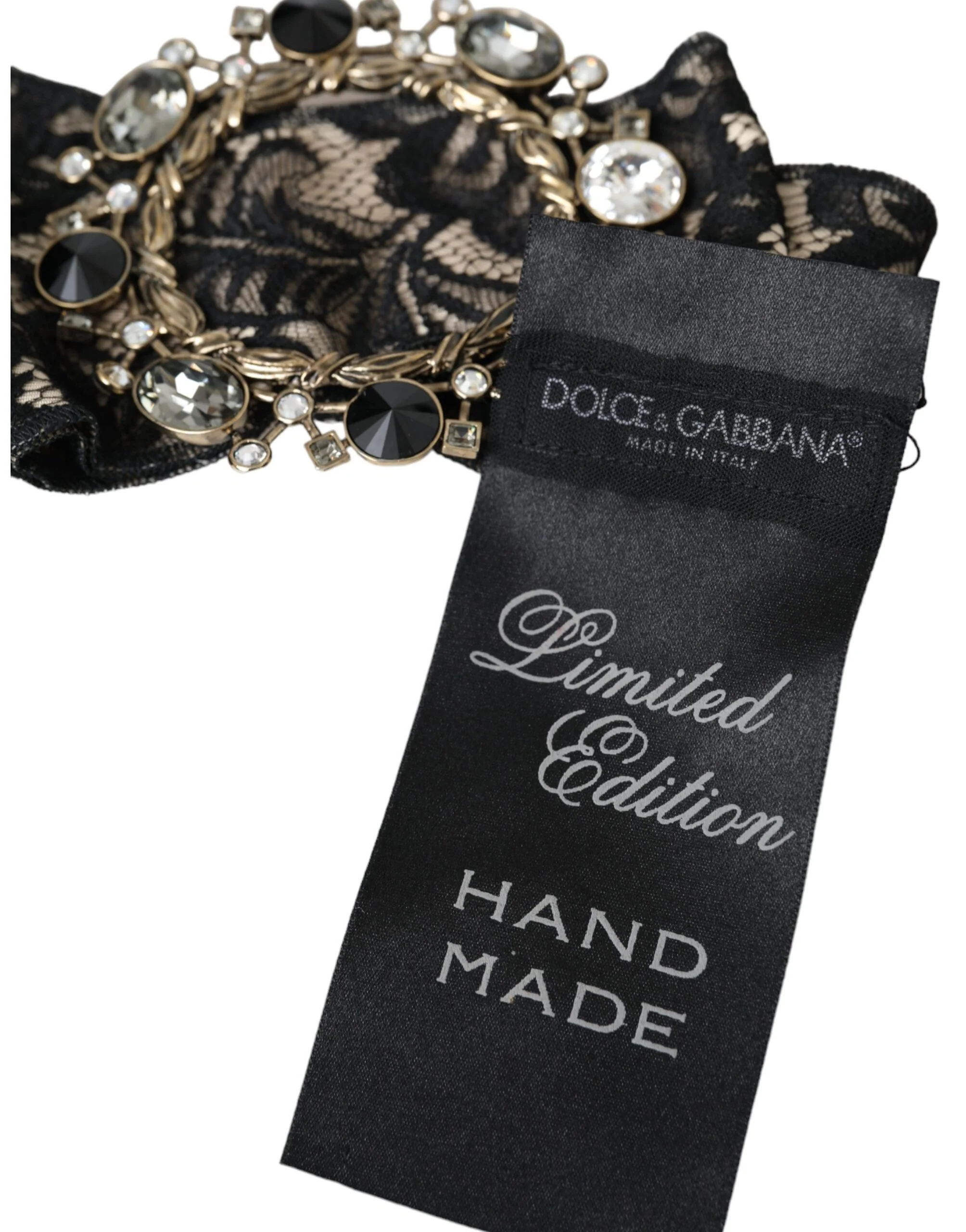 Dolce & Gabbana Black Lace Crystal Handmade Brooch Hair Pin - Image 6