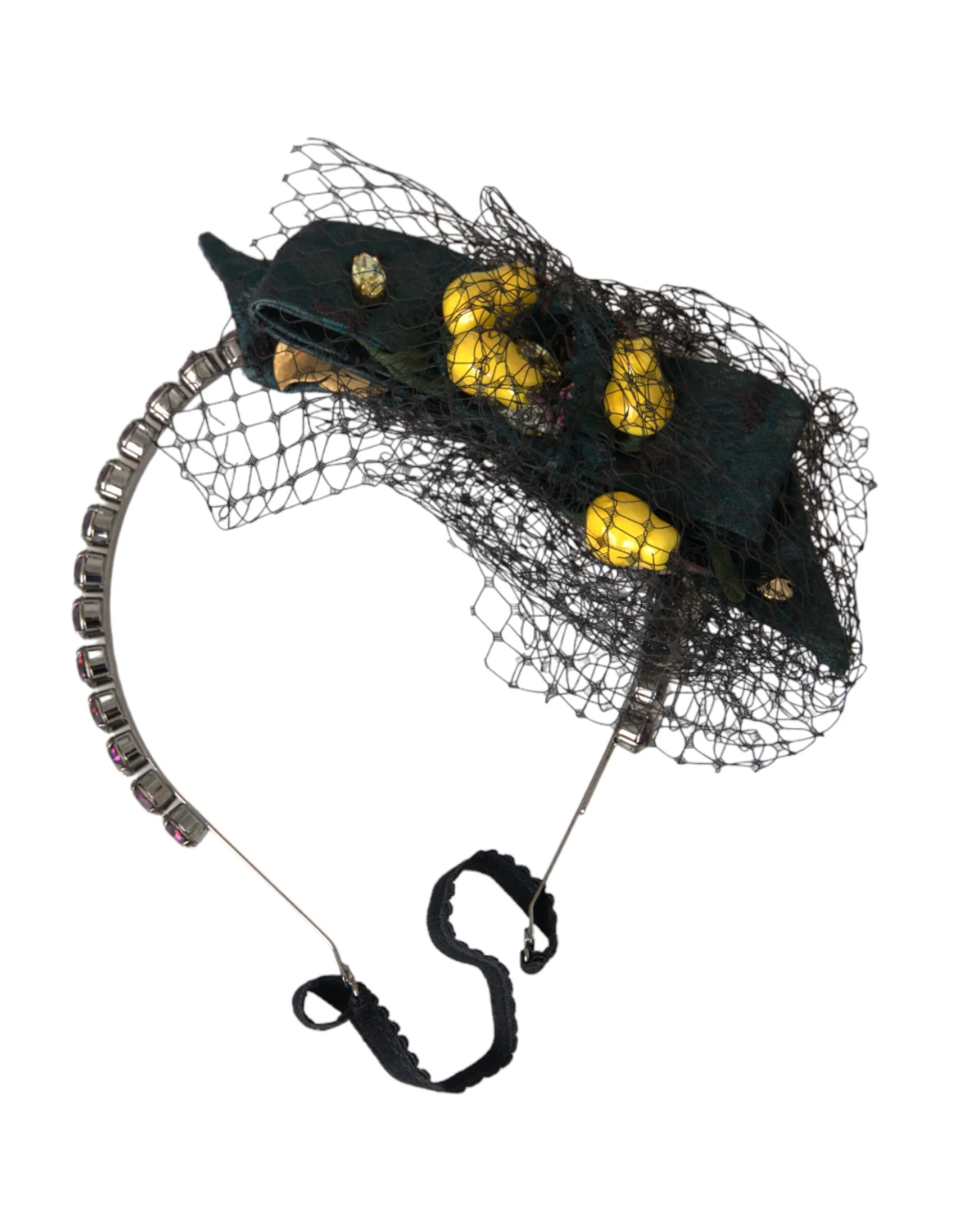 Dolce & Gabbana Black Lemons Sicily Purple Crystal Net Headband Diadem - Image 5