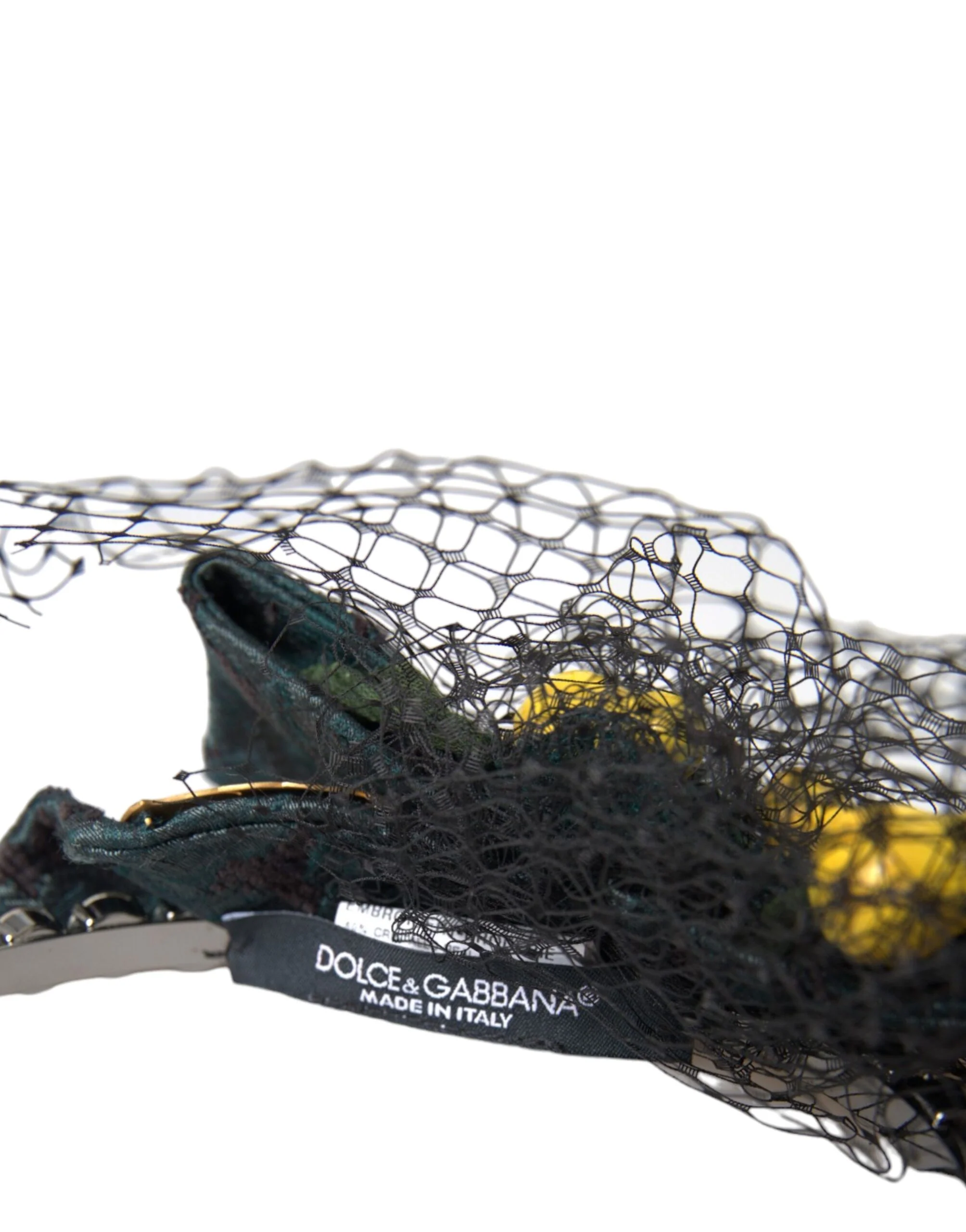Dolce & Gabbana Black Lemons Sicily Purple Crystal Net Headband Diadem - Image 6
