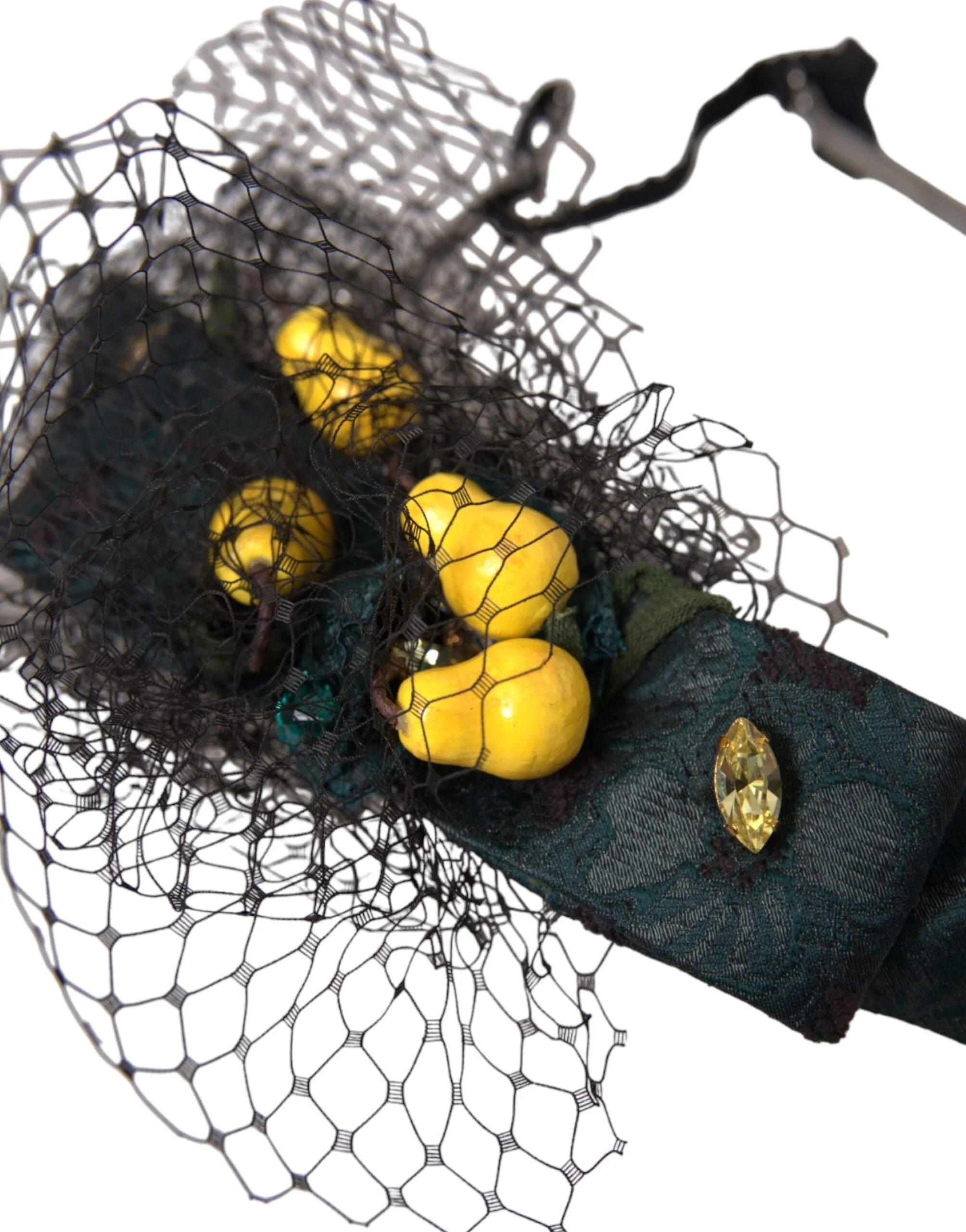 Dolce & Gabbana Black Lemons Sicily Purple Crystal Net Headband Diadem - Image 7