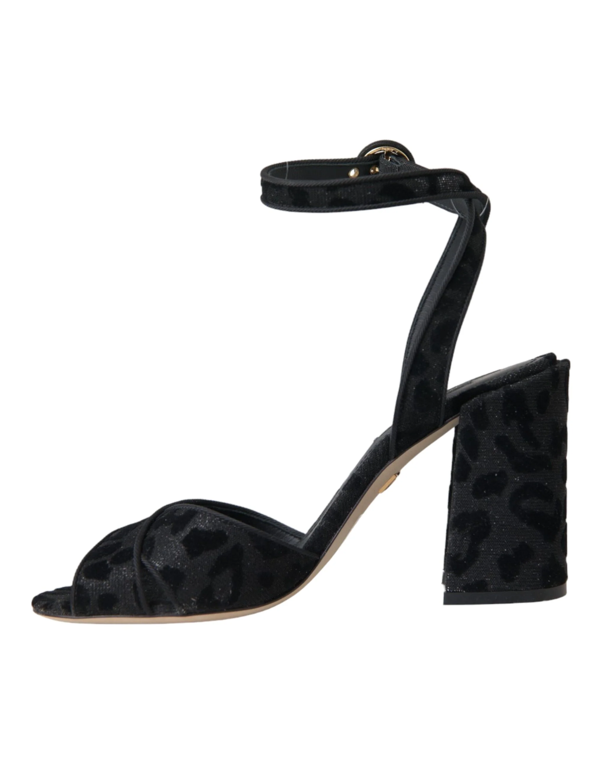 Dolce & Gabbana Black Leopard Suede Heels Sandals Shoes - Image 4