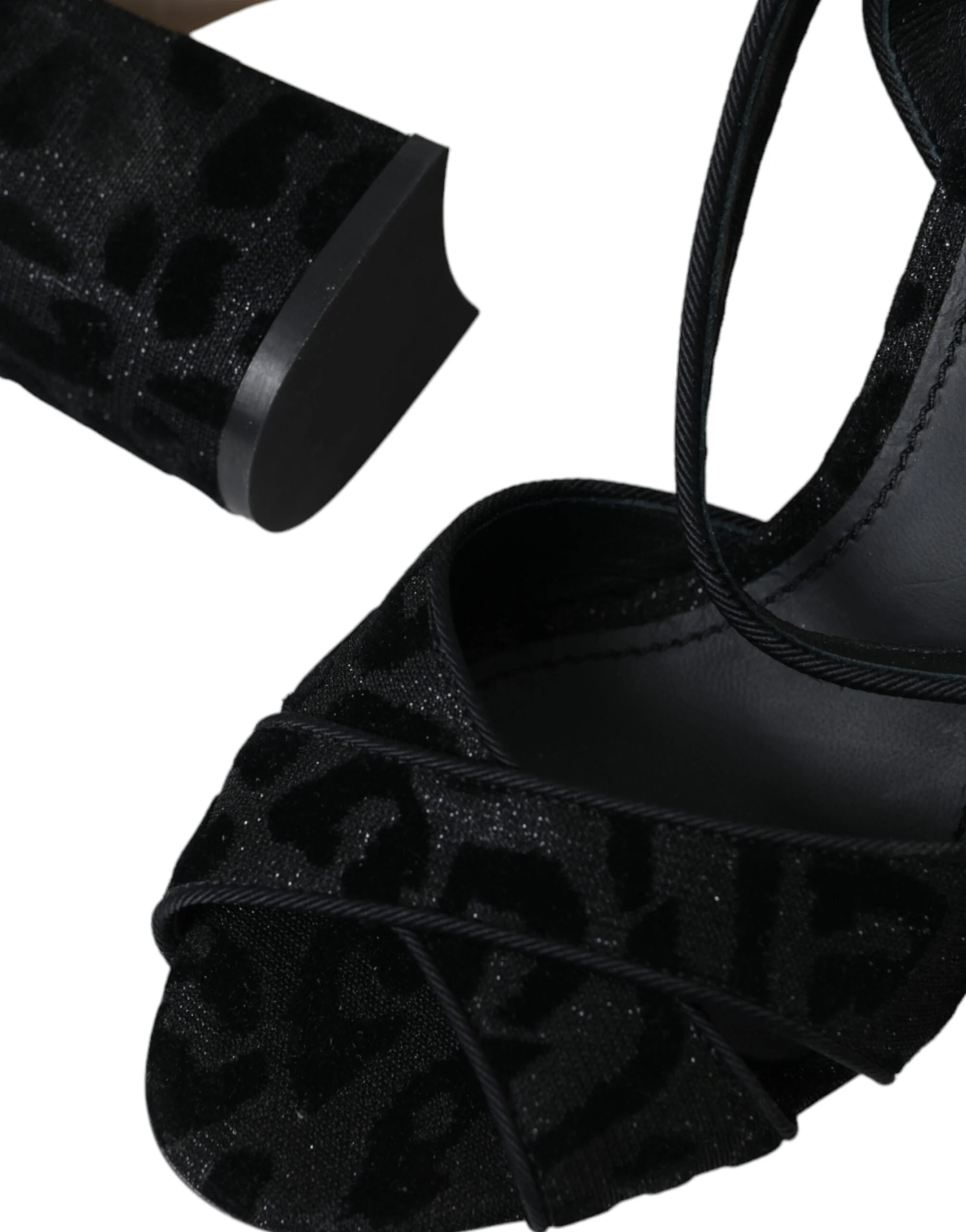 Dolce & Gabbana Black Leopard Suede Heels Sandals Shoes - Image 6