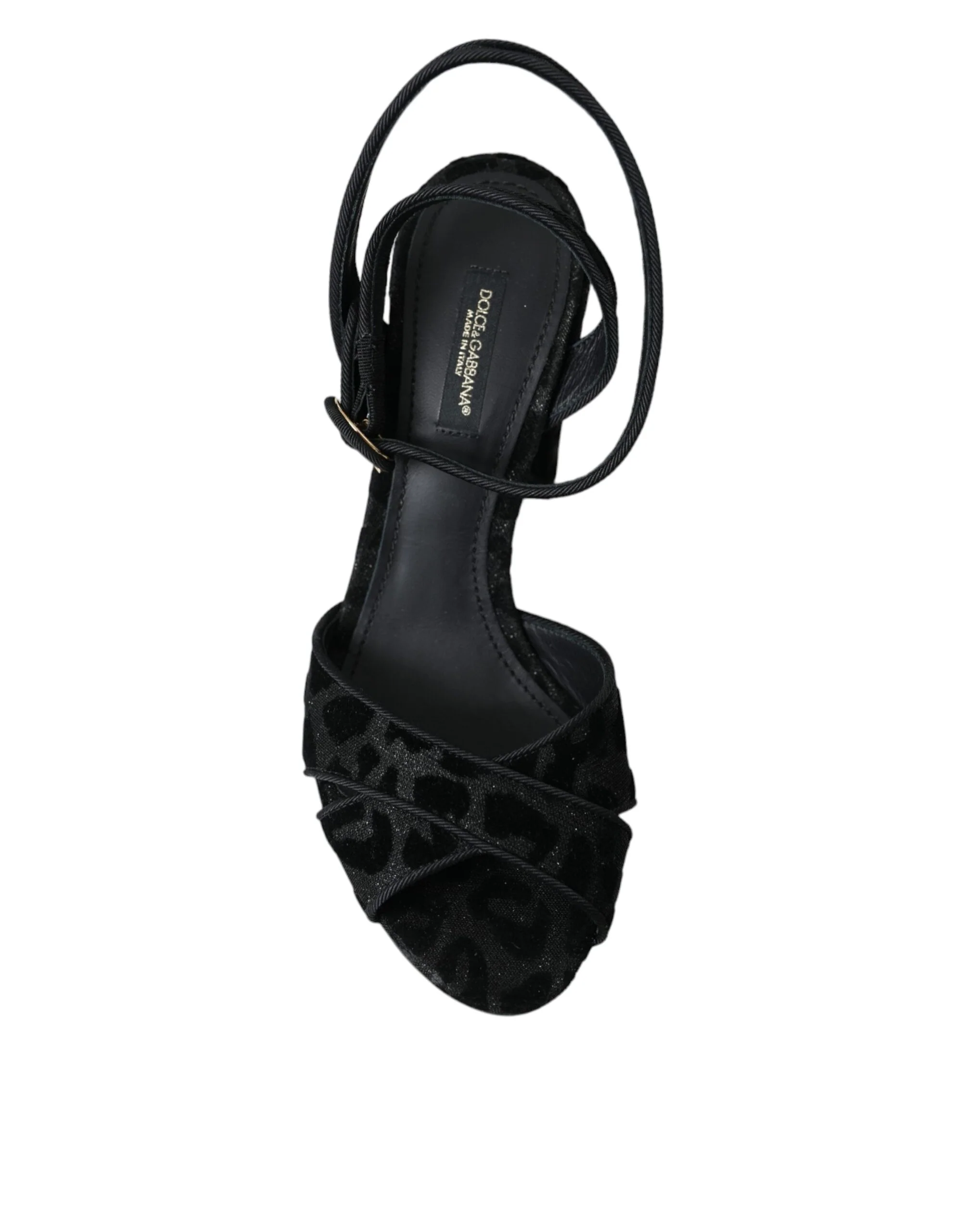 Dolce & Gabbana Black Leopard Suede Heels Sandals Shoes - Image 7