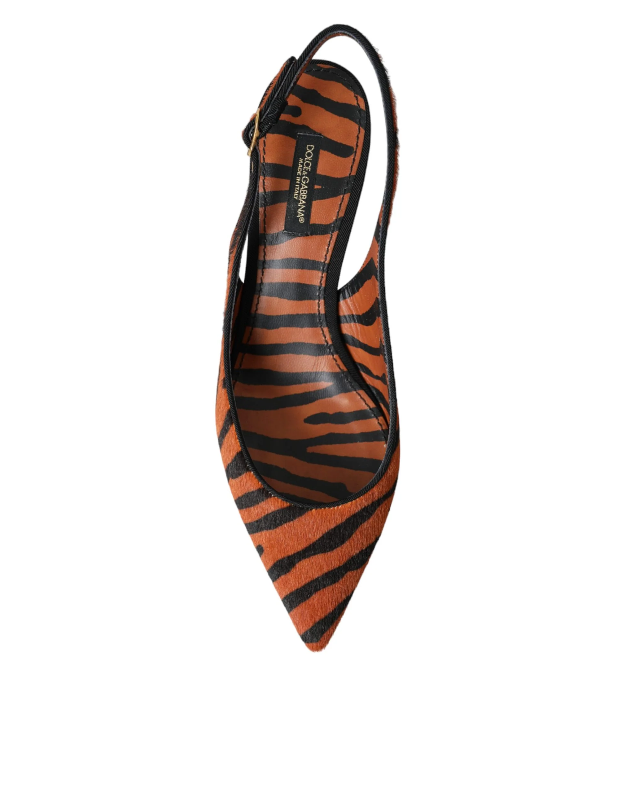 Dolce & Gabbana Zebra-Pattern Leather Slingback Pumps - Image 6