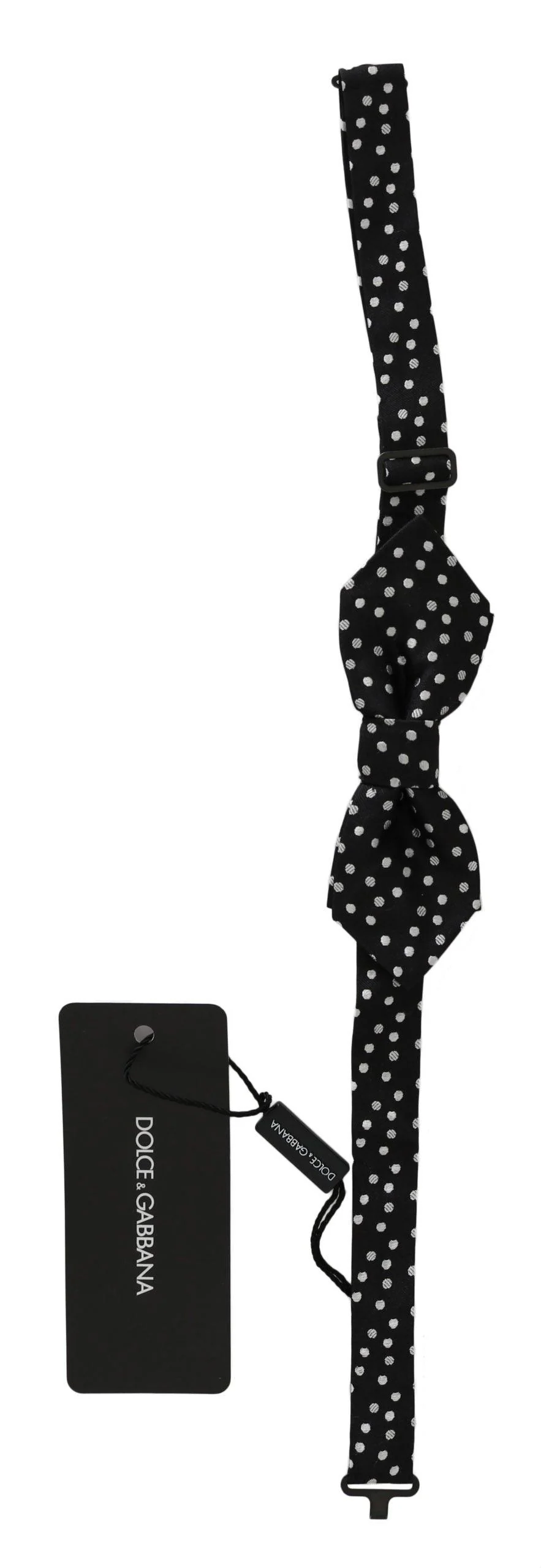 Dolce & Gabbana Black Polka Dots Silk Adjustable Neck Papillon Men Bow Tie - Image 2