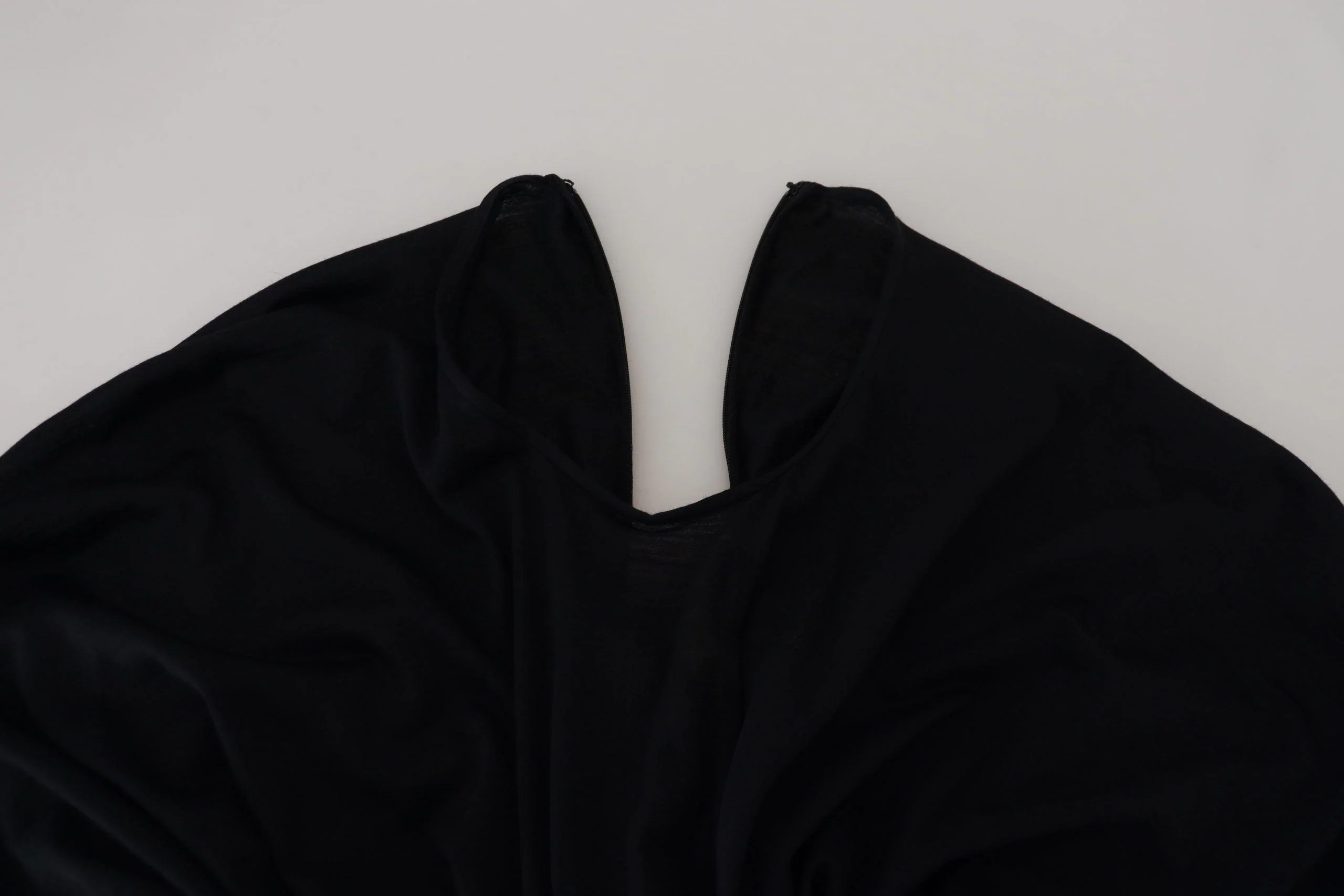 Dolce & Gabbana Black Sheath Midi Gown Wool Wrap Dress - Image 5