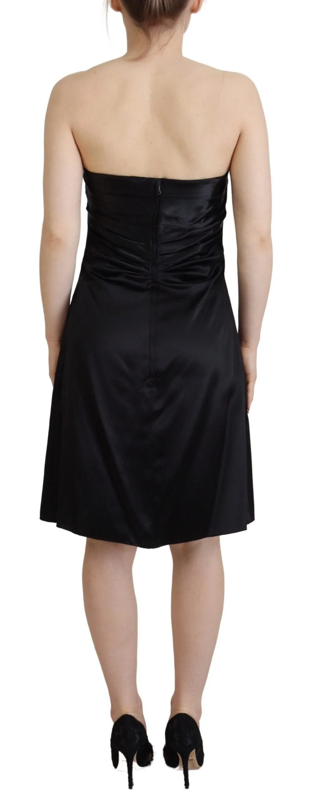 Dolce & Gabbana Black Silk Shift Short Mini Party Dress - Image 3