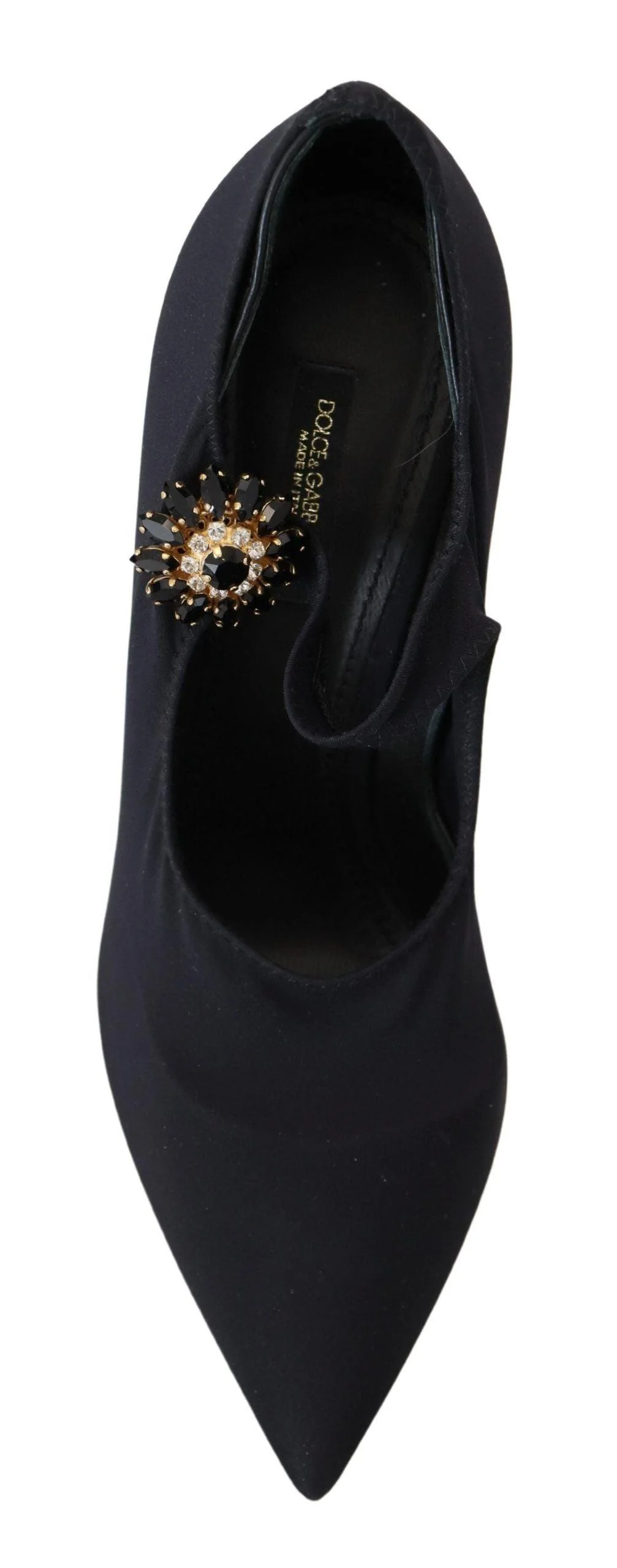 Dolce & Gabbana Black Socks Stretch Crystal Pumps Shoes - Image 7