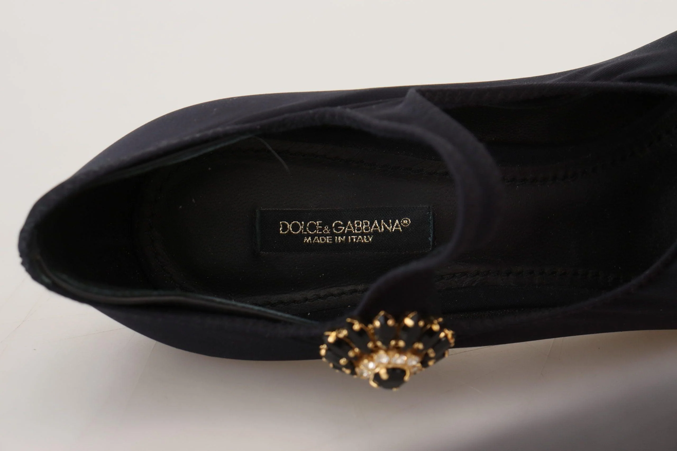 Dolce & Gabbana Black Socks Stretch Crystal Pumps Shoes - Image 8