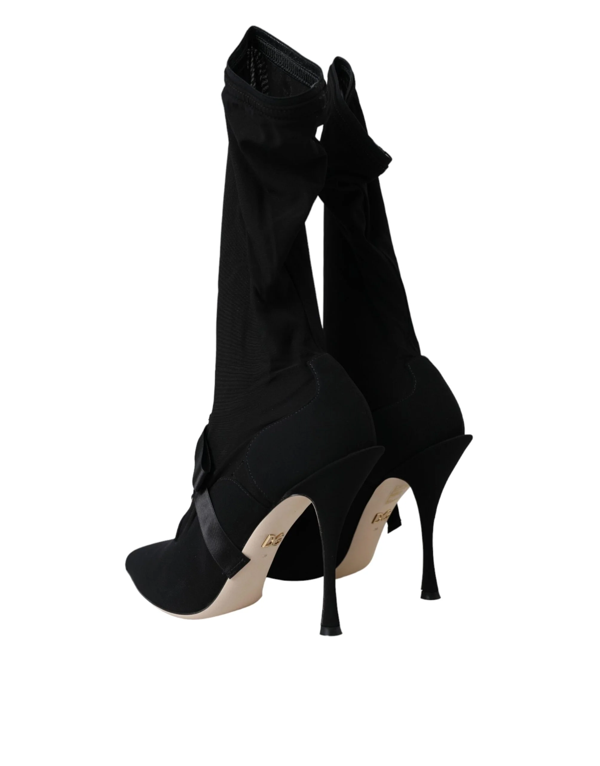 Dolce & Gabbana Black Stiletto Heels Mid Calf Boots Shoes - Image 4