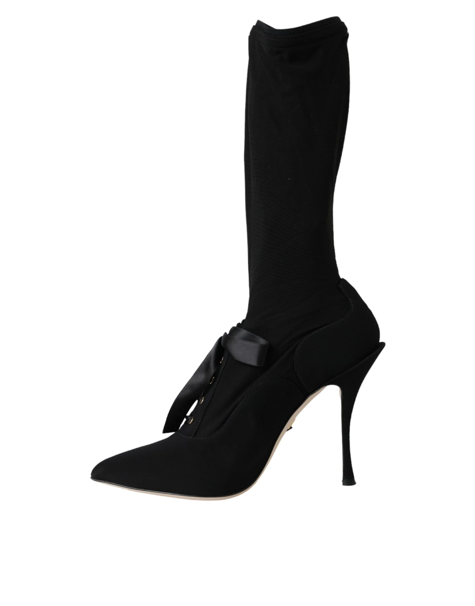 Dolce & Gabbana Black Stiletto Heels Mid Calf Boots Shoes - Image 5