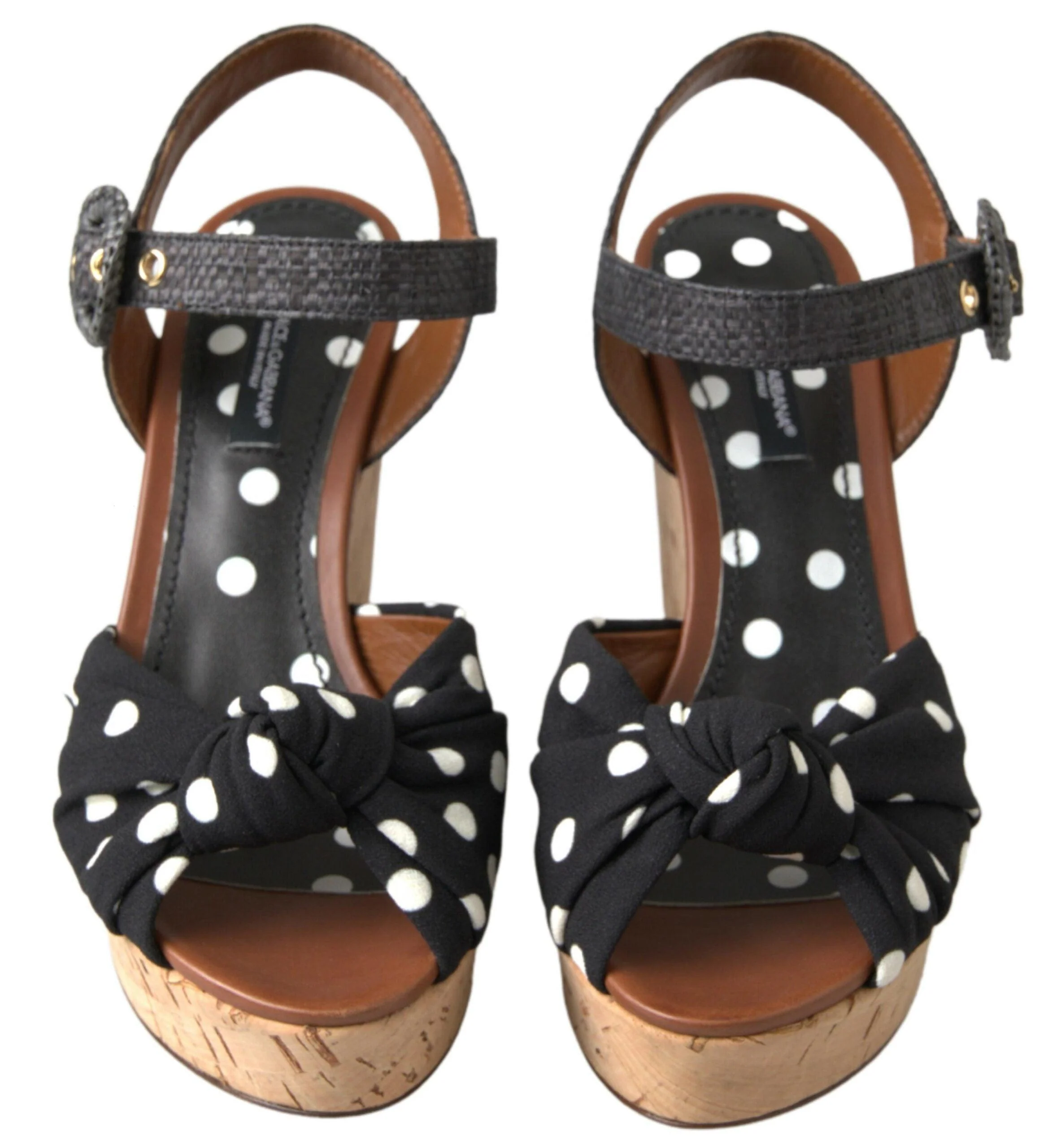 Dolce & Gabbana Black  Wedges Polka Dotted Ankle Strap Shoes Sandals - Image 2