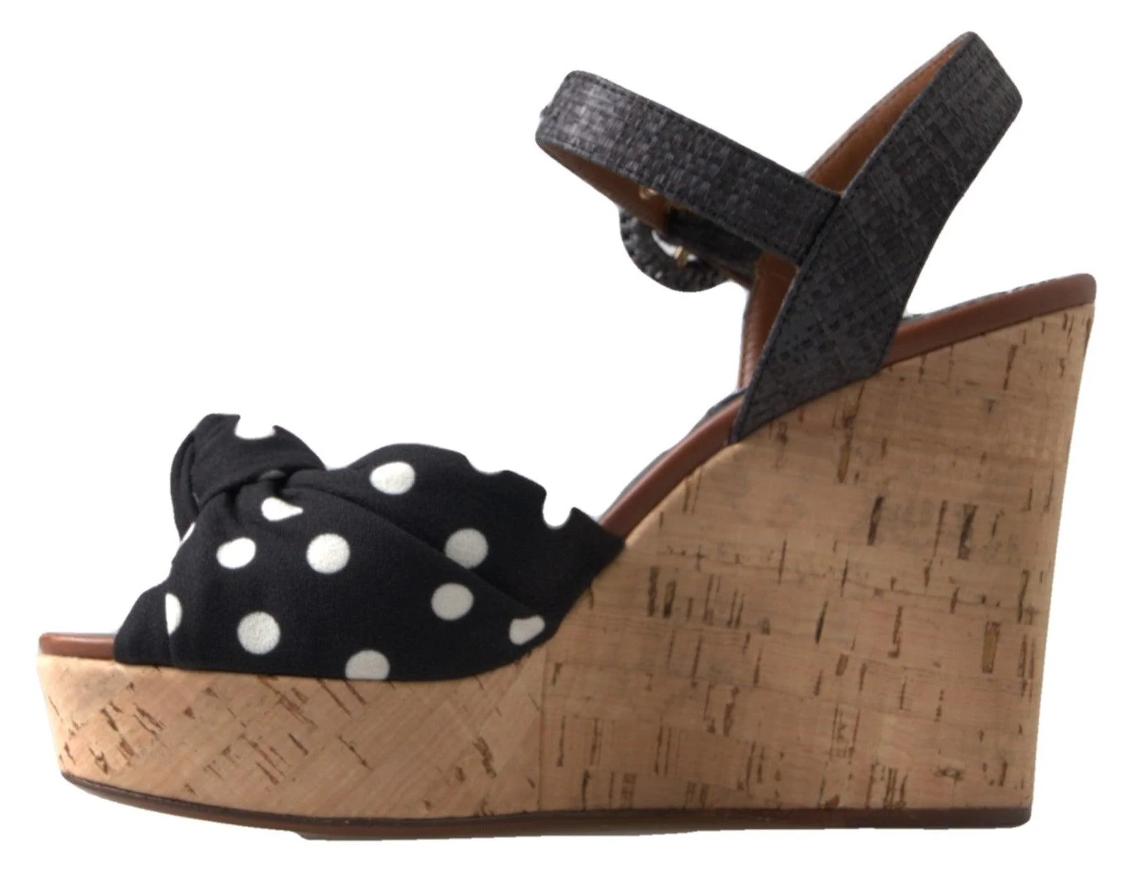 Dolce & Gabbana Black  Wedges Polka Dotted Ankle Strap Shoes Sandals - Image 4