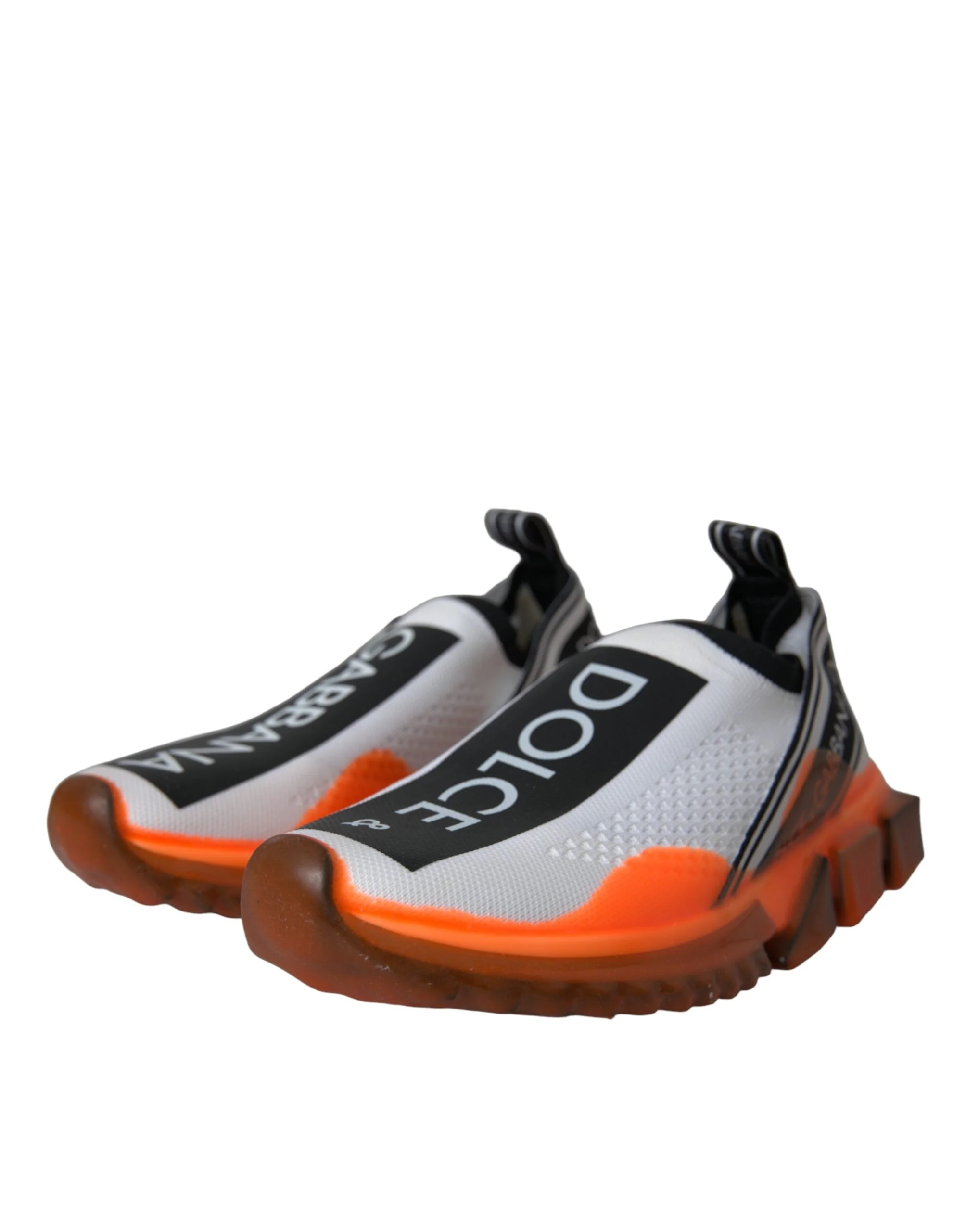 Dolce & Gabbana Black White Orange Slip On Sorrento Sneakers Shoes - Image 3