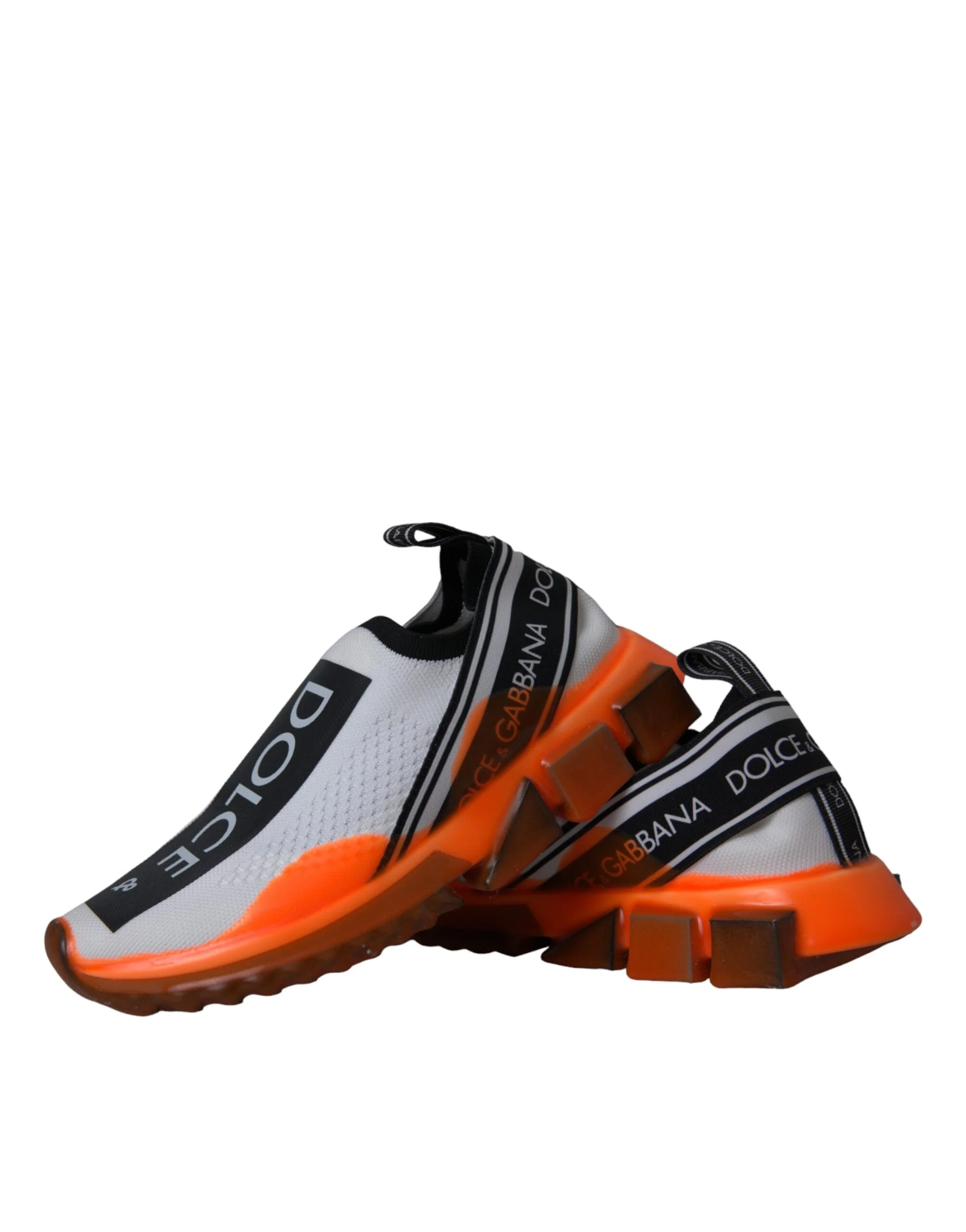 Dolce & Gabbana Black White Orange Slip On Sorrento Sneakers Shoes - Image 7
