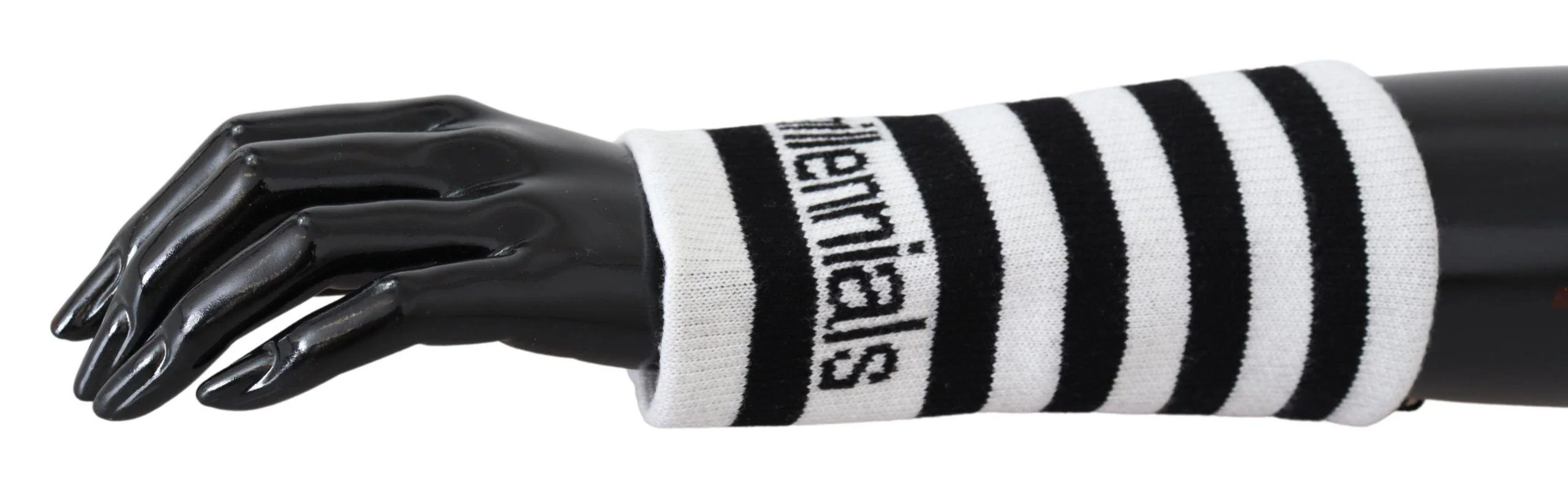 Dolce & Gabbana Black White Wool DGMillennials Wristband Wrap - Image 4