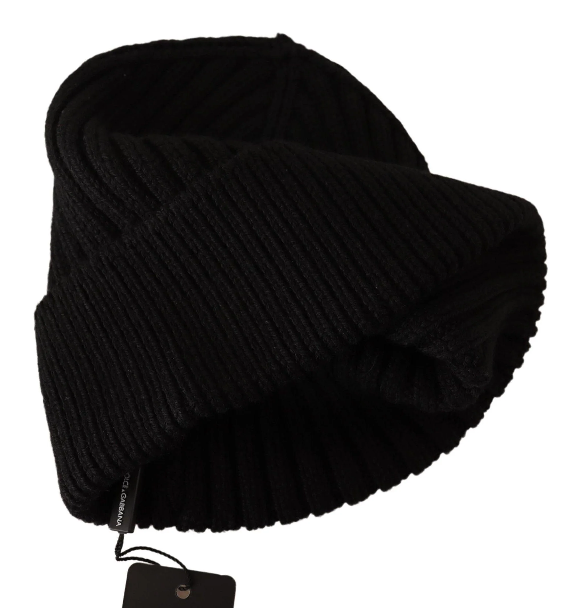 Dolce & Gabbana Black Wool Knit Women Winter Hat - Image 4