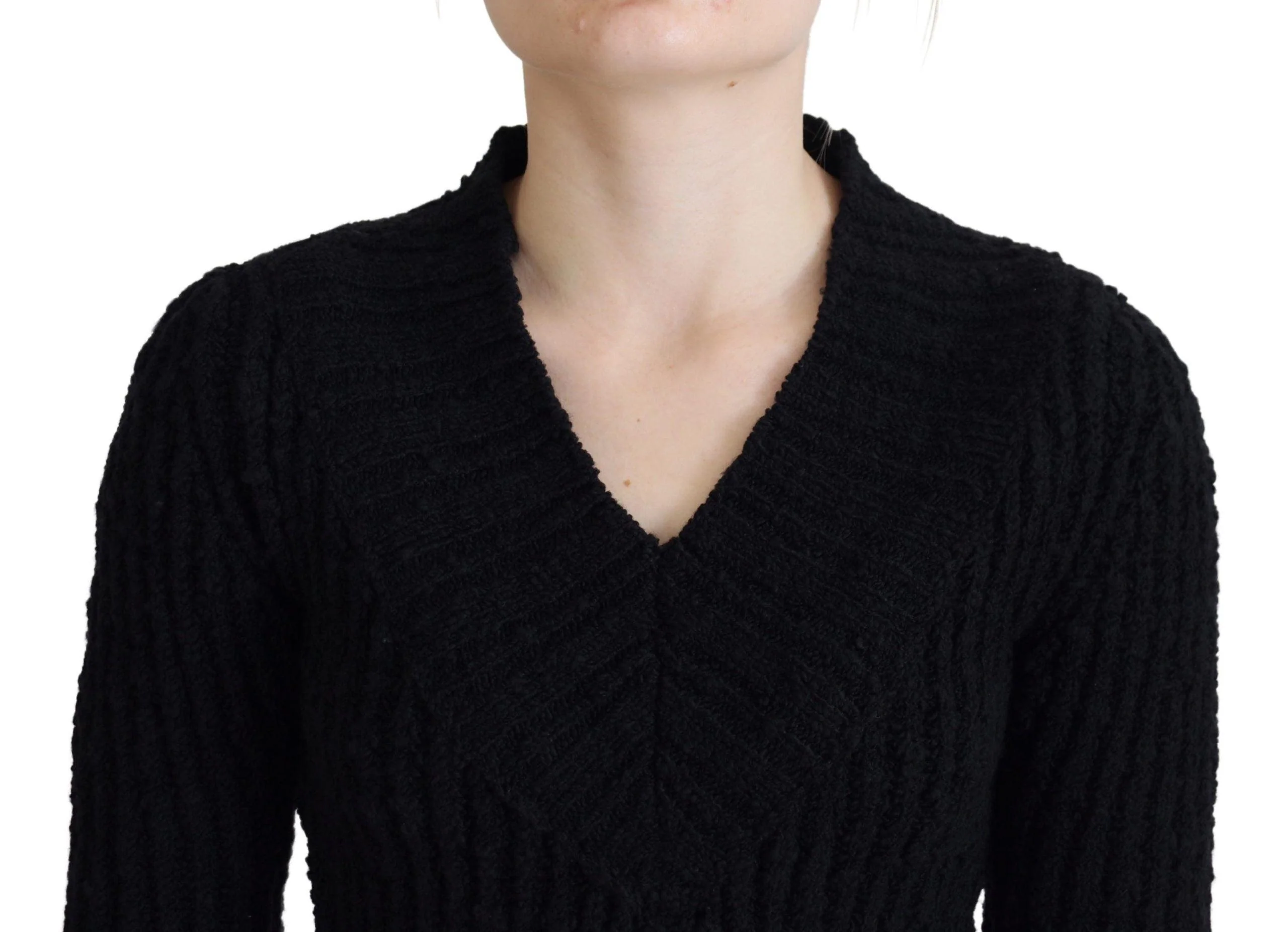 Dolce & Gabbana Black Wool Knitted Sheath Sweater Dress - Image 4