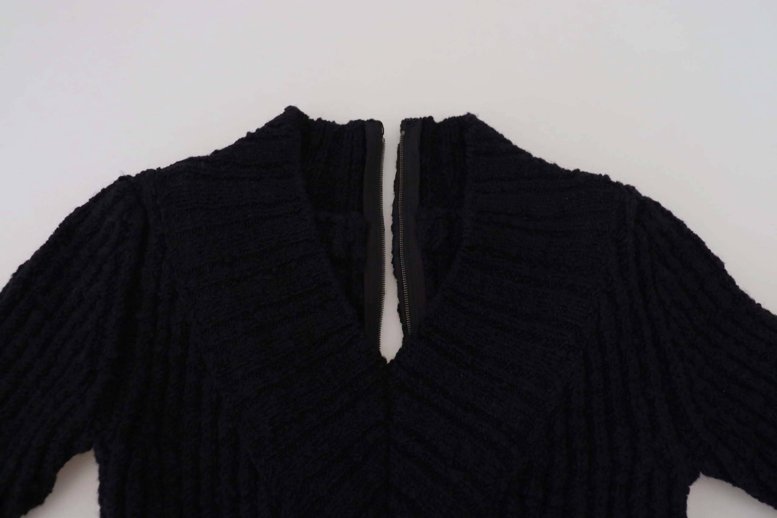 Dolce & Gabbana Black Wool Knitted Sheath Sweater Dress - Image 5