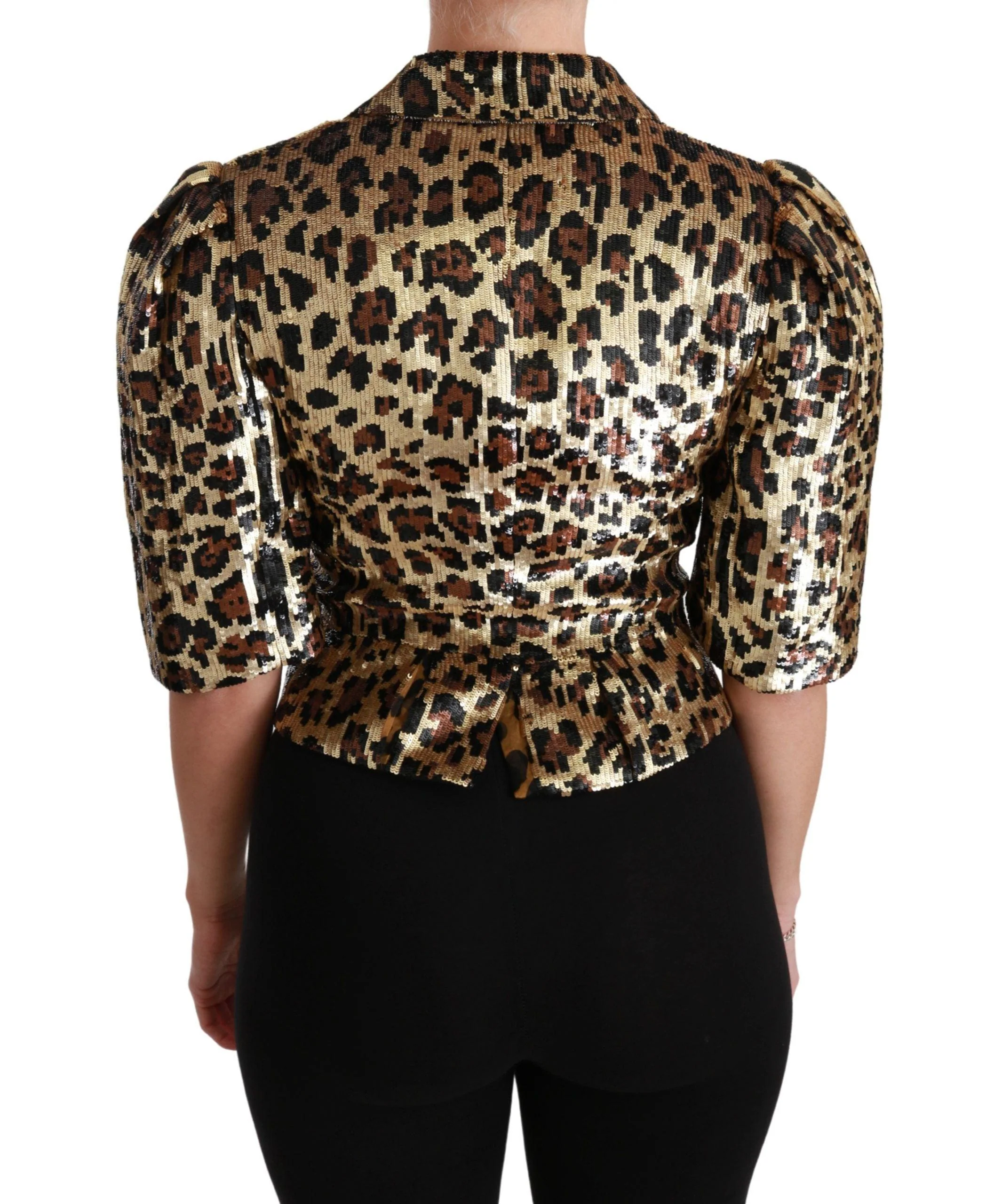 Dolce & Gabbana Blazer Gold Leopard Sequined Jacket - Image 4