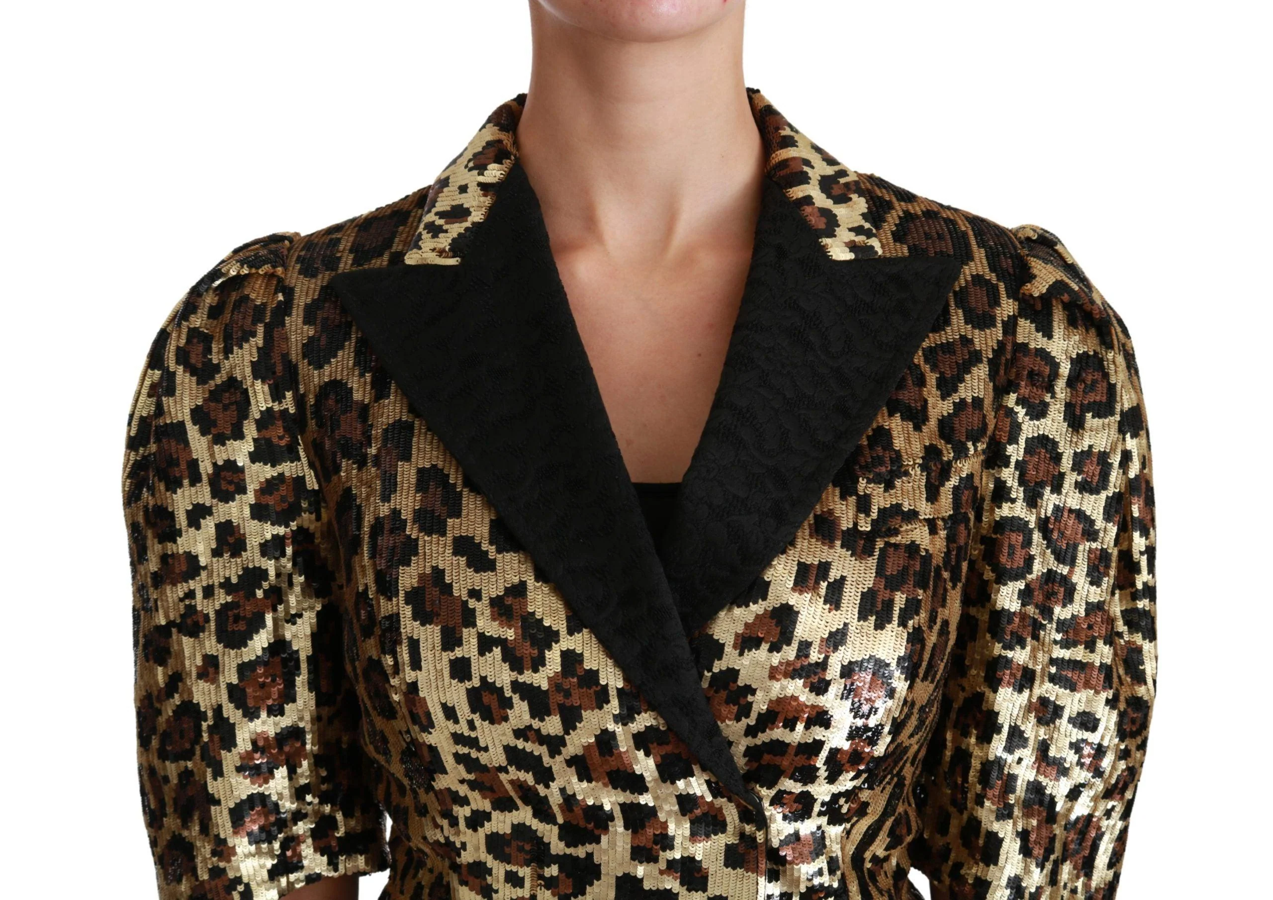 Dolce & Gabbana Blazer Gold Leopard Sequined Jacket - Image 5