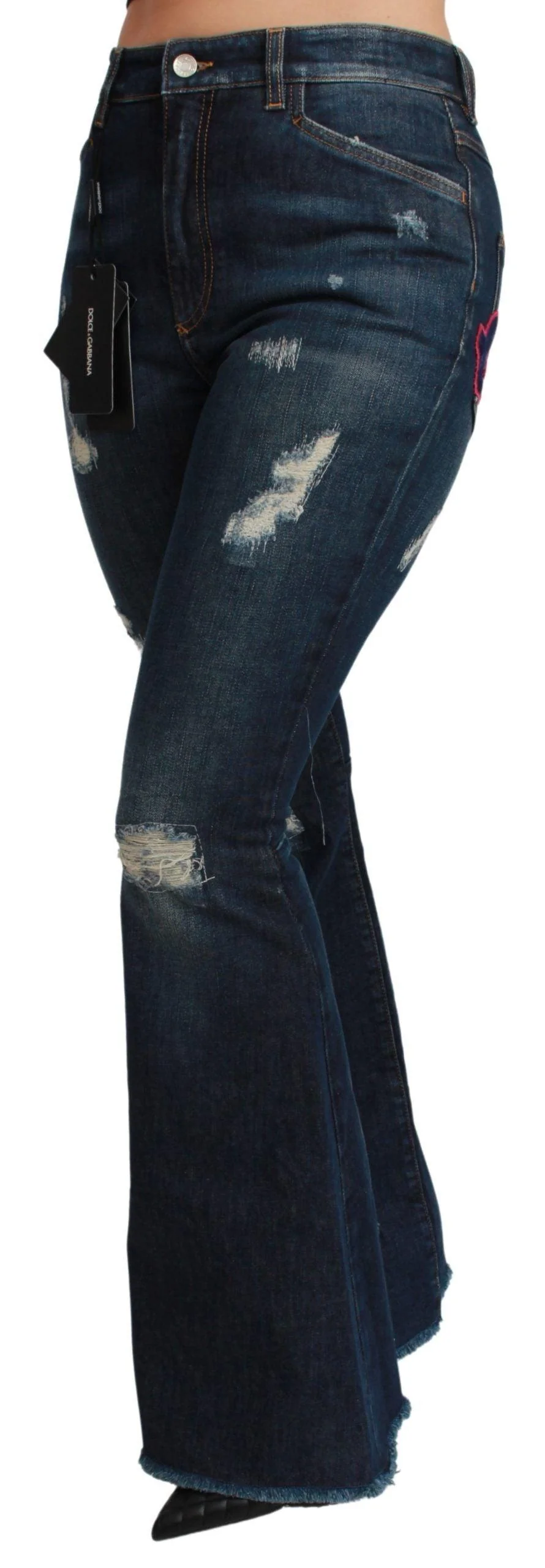 Dolce & Gabbana Blue Denim Cotton Stretch Flared Jeans - Image 3