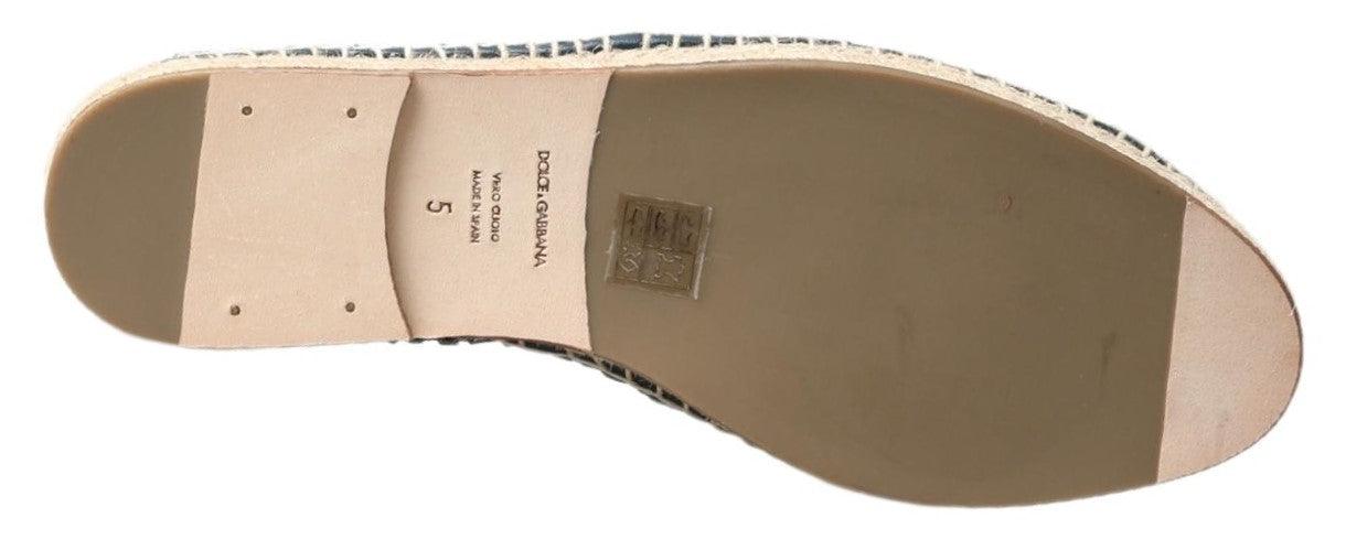 Dolce & Gabbana Blue Gray Leather Buffalo Espadrille Shoes - Image 3