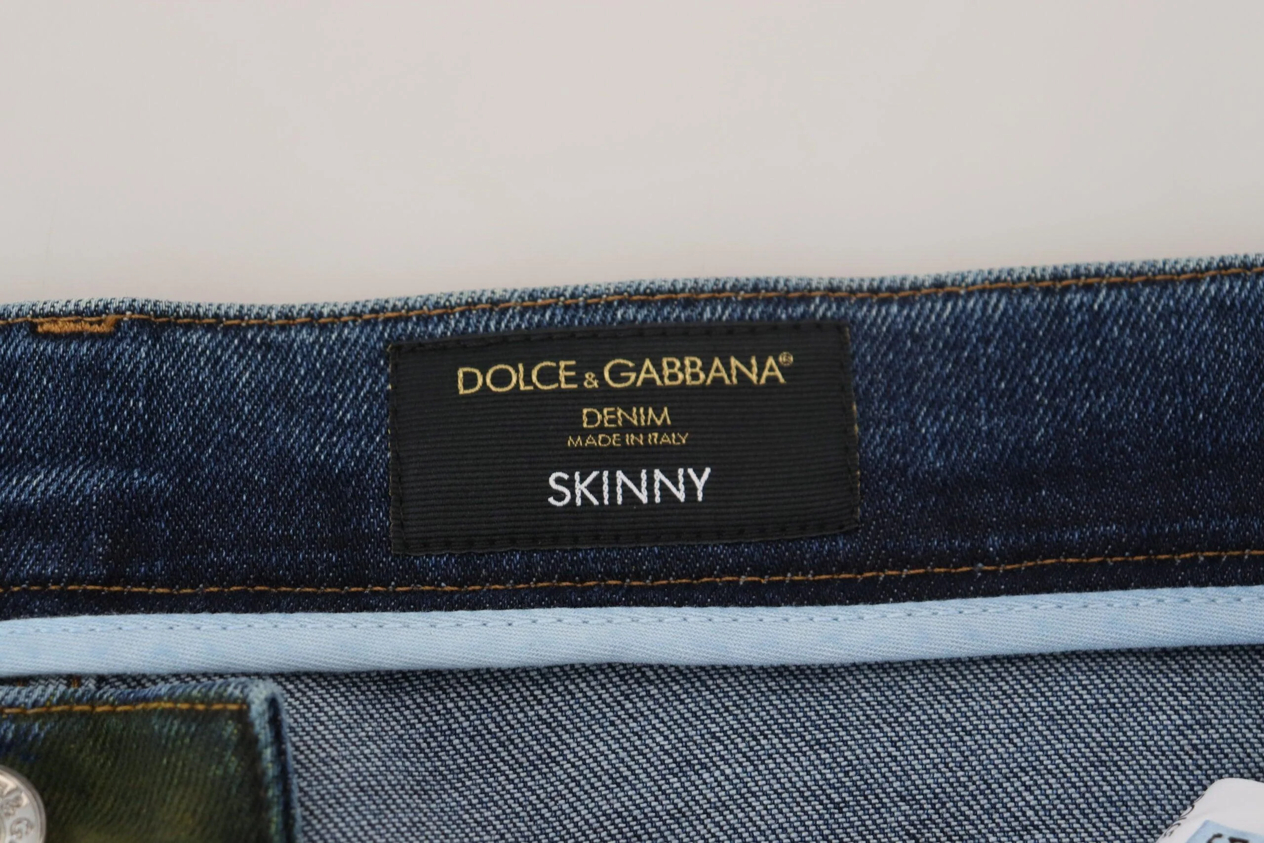Dolce & Gabbana Green Jacquard Skinny Denim Pants - Image 10