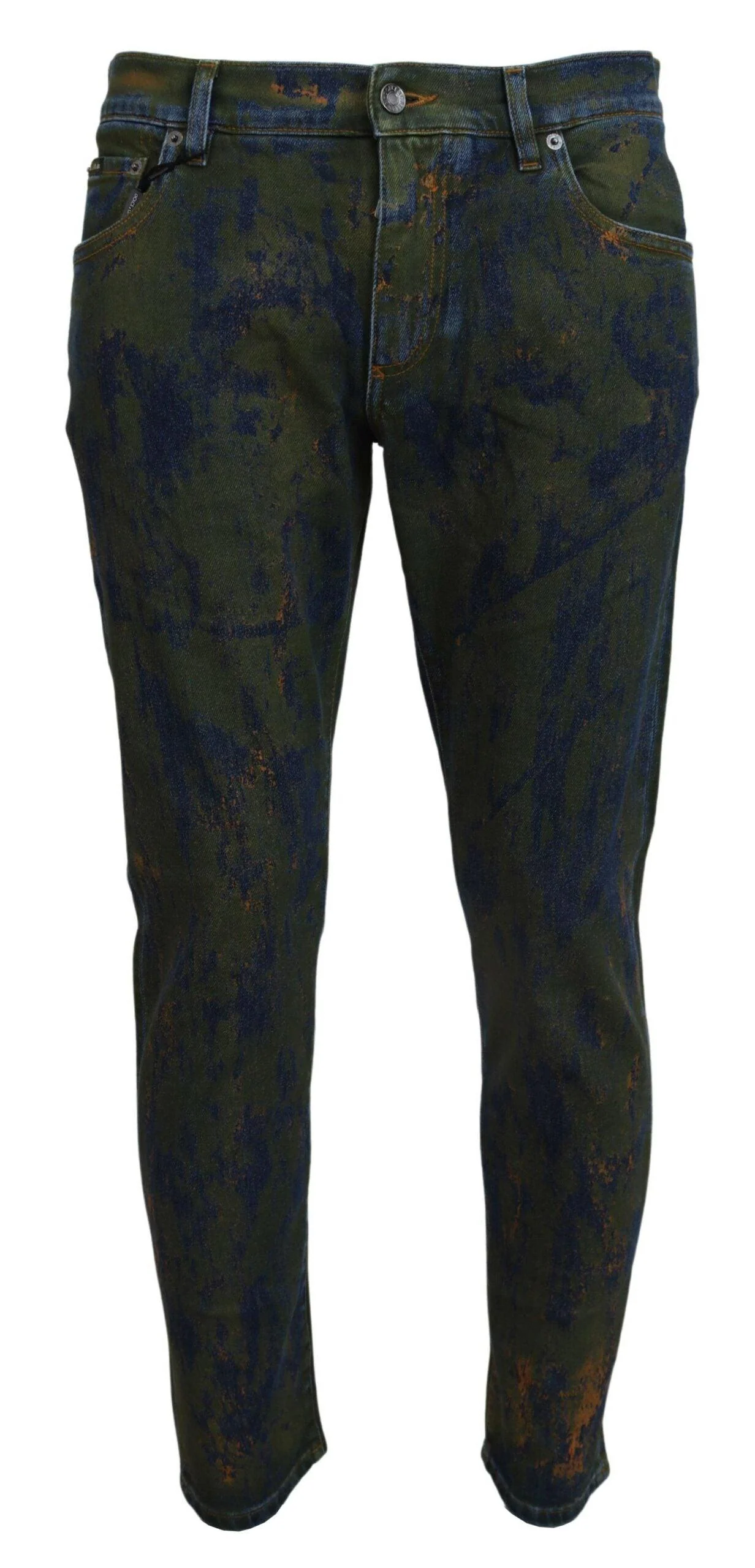 Dolce & Gabbana Green Jacquard Skinny Denim Pants - Image 7