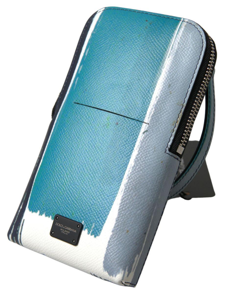 Dolce & Gabbana Blue Leather Men Purse Crossbody Sling Phone Bag - Image 3