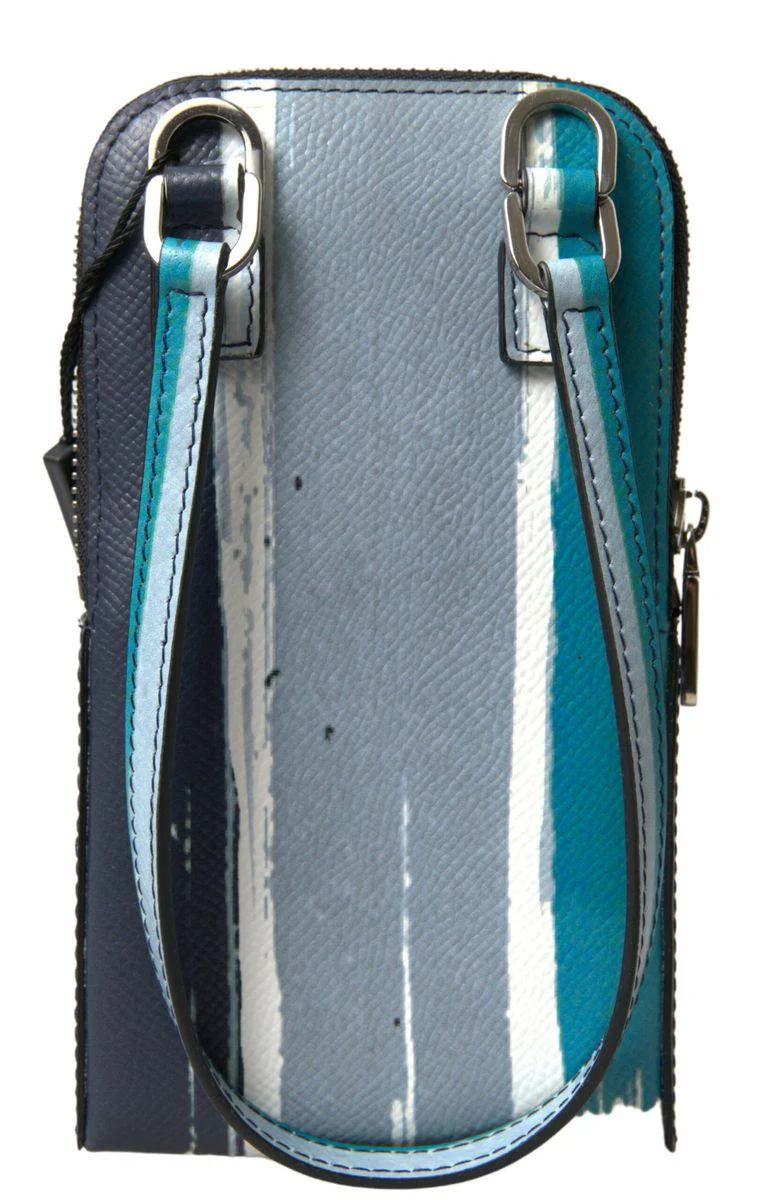 Dolce & Gabbana Blue Leather Men Purse Crossbody Sling Phone Bag - Image 4