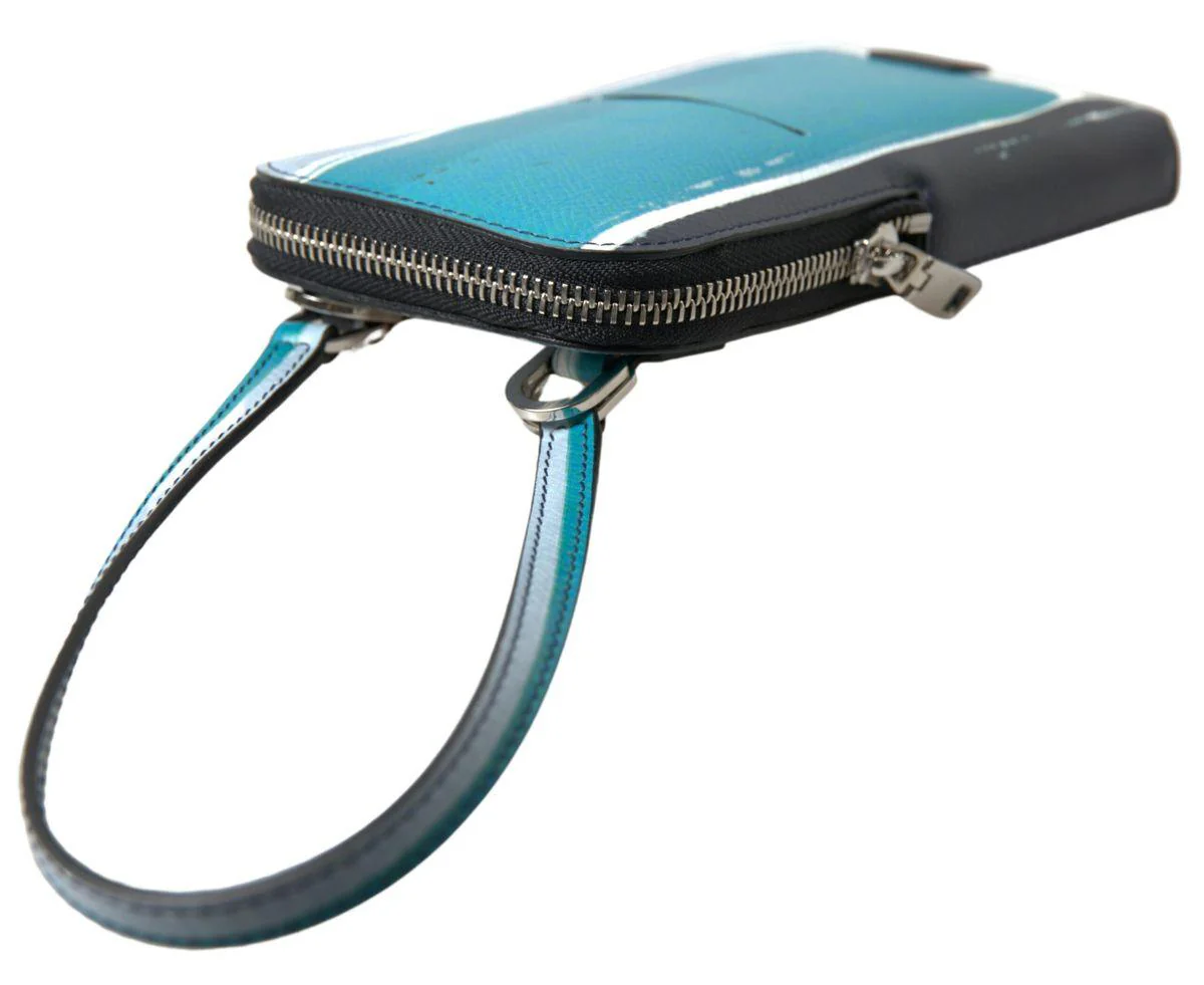 Dolce & Gabbana Blue Leather Men Purse Crossbody Sling Phone Bag - Image 7