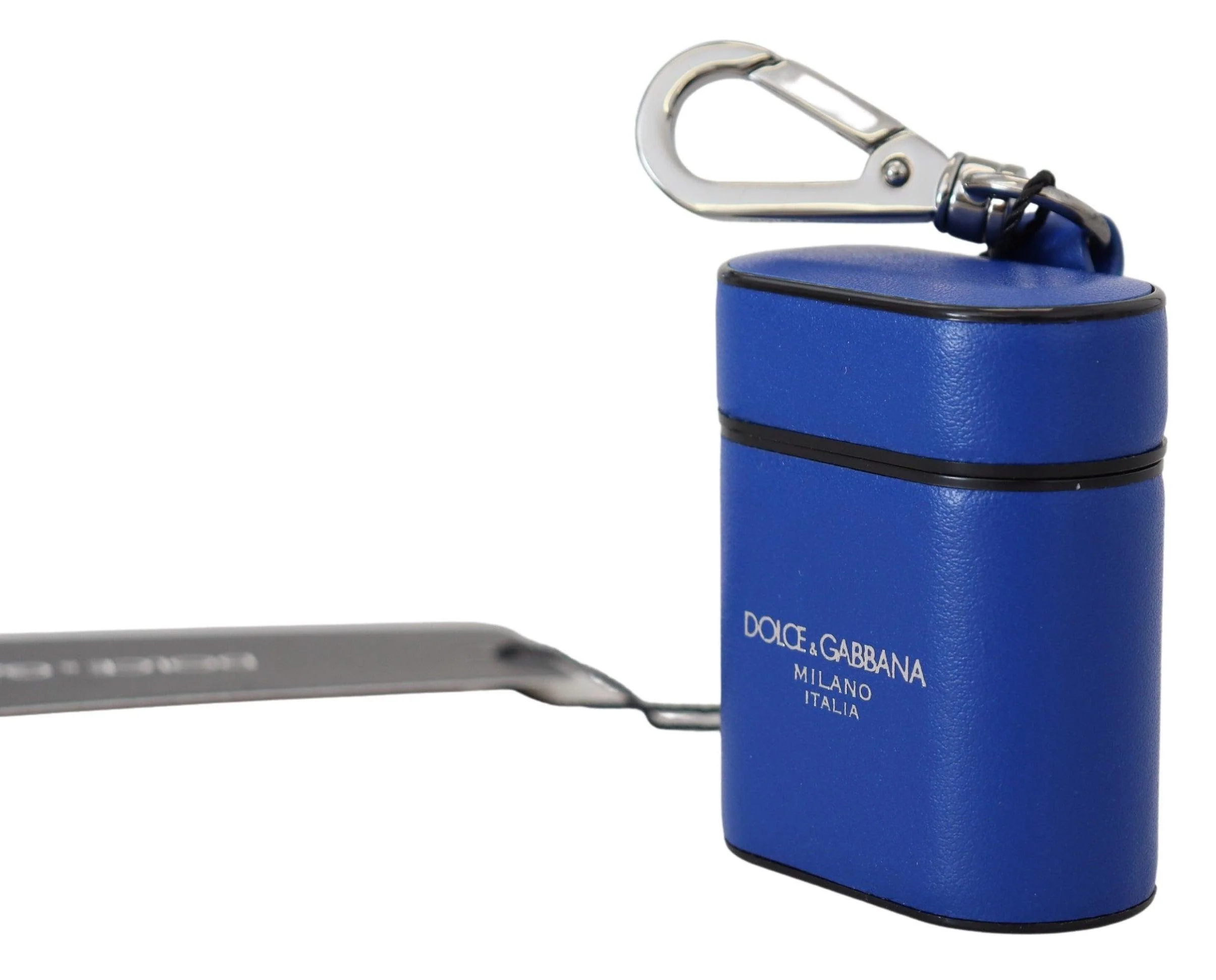 Dolce & Gabbana Blue Leather Silver Metal Logo Airpods Case - Image 2