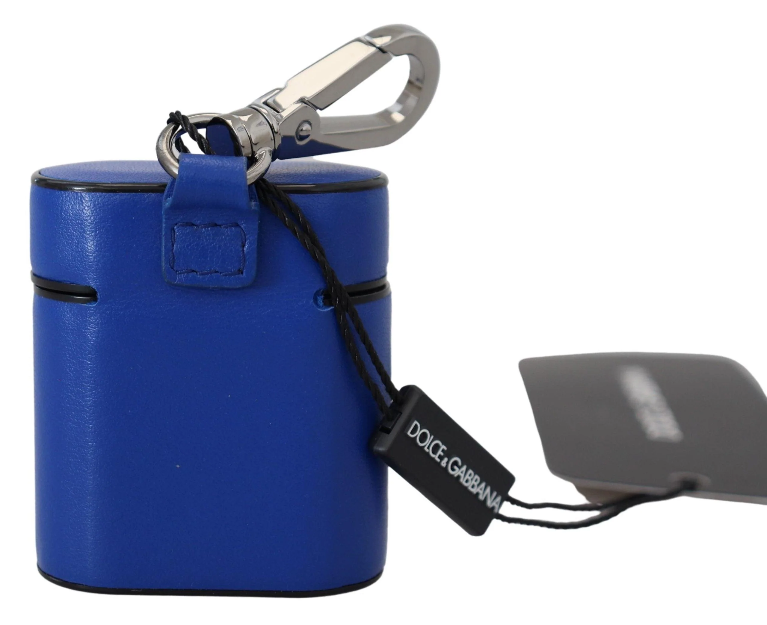 Dolce & Gabbana Blue Leather Silver Metal Logo Airpods Case - Image 3
