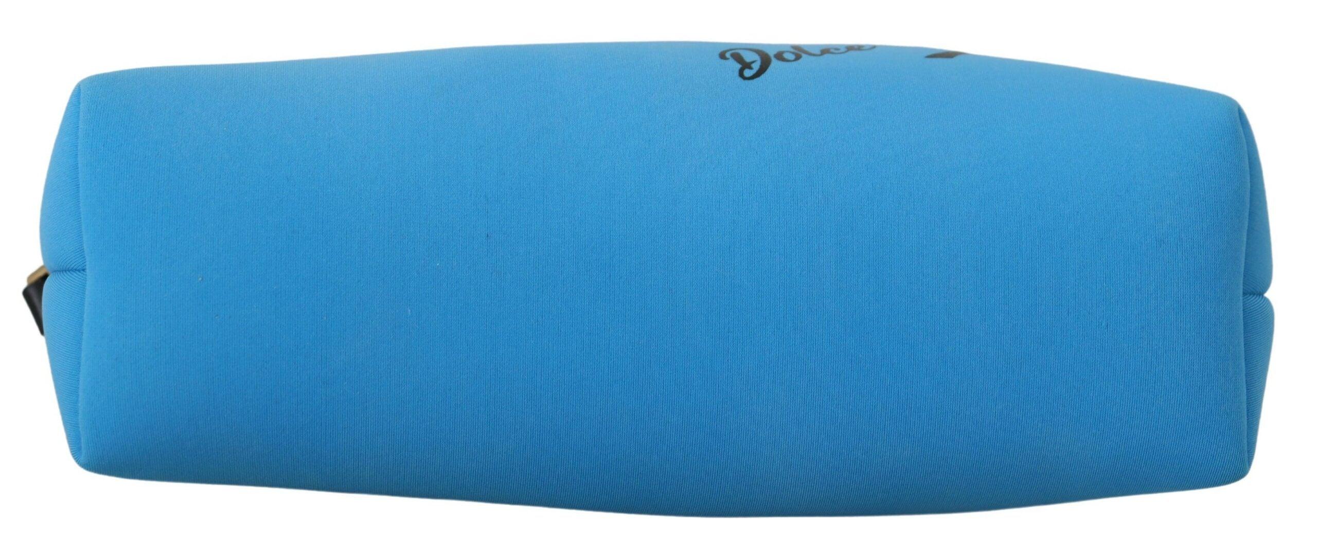Dolce & Gabbana Blue Logo Print Hand Pouch Leopard Print Toiletry Bag - Image 4