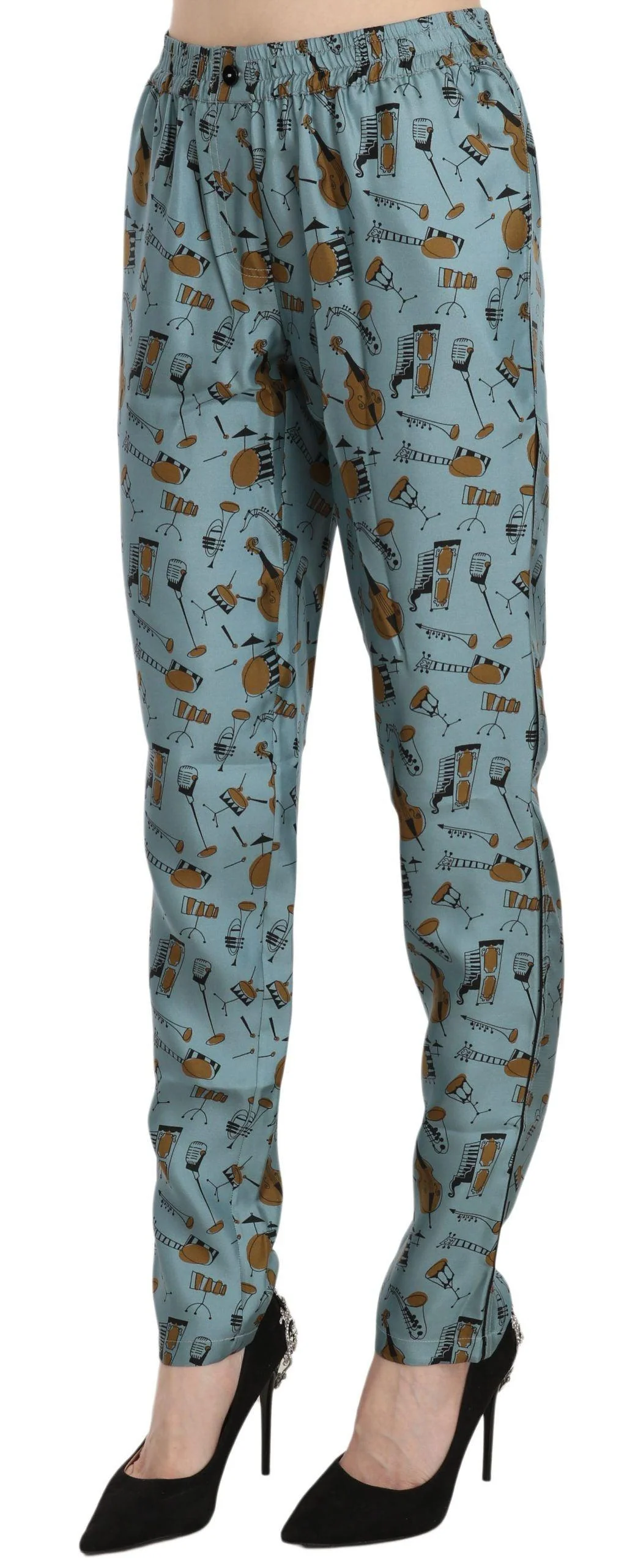 Dolce & Gabbana Blue Musical Instruments Print Tapered Pants - Image 3