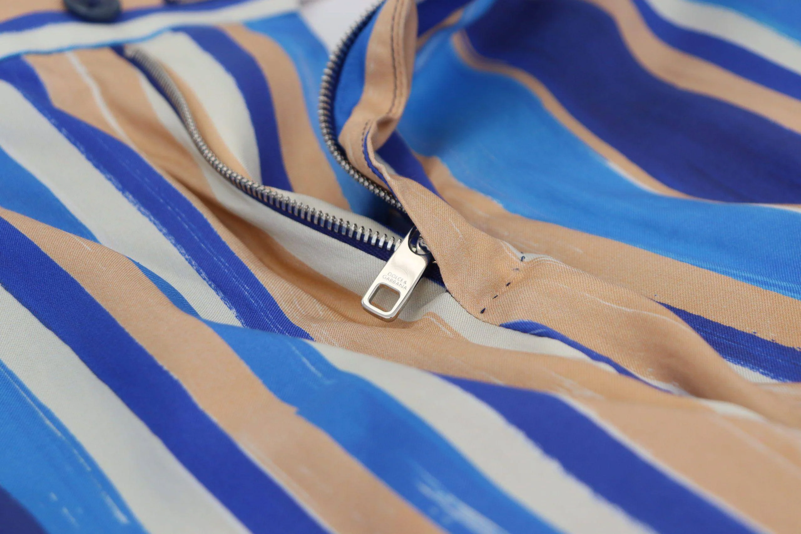 Dolce & Gabbana Blue Striped Silk Cotton Slim Trousers Pants - Image 5