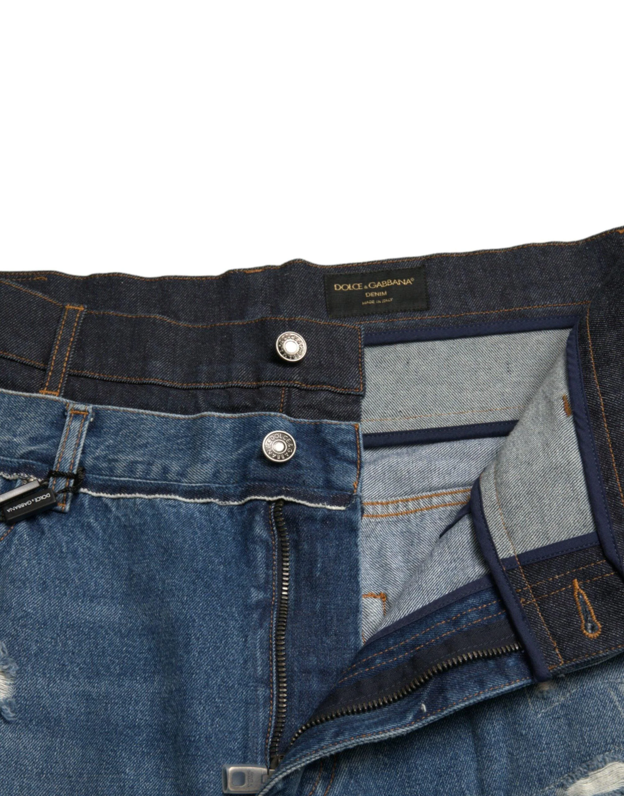 Dolce & Gabbana Blue Tattered Cotton Men Denim Jeans - Image 5